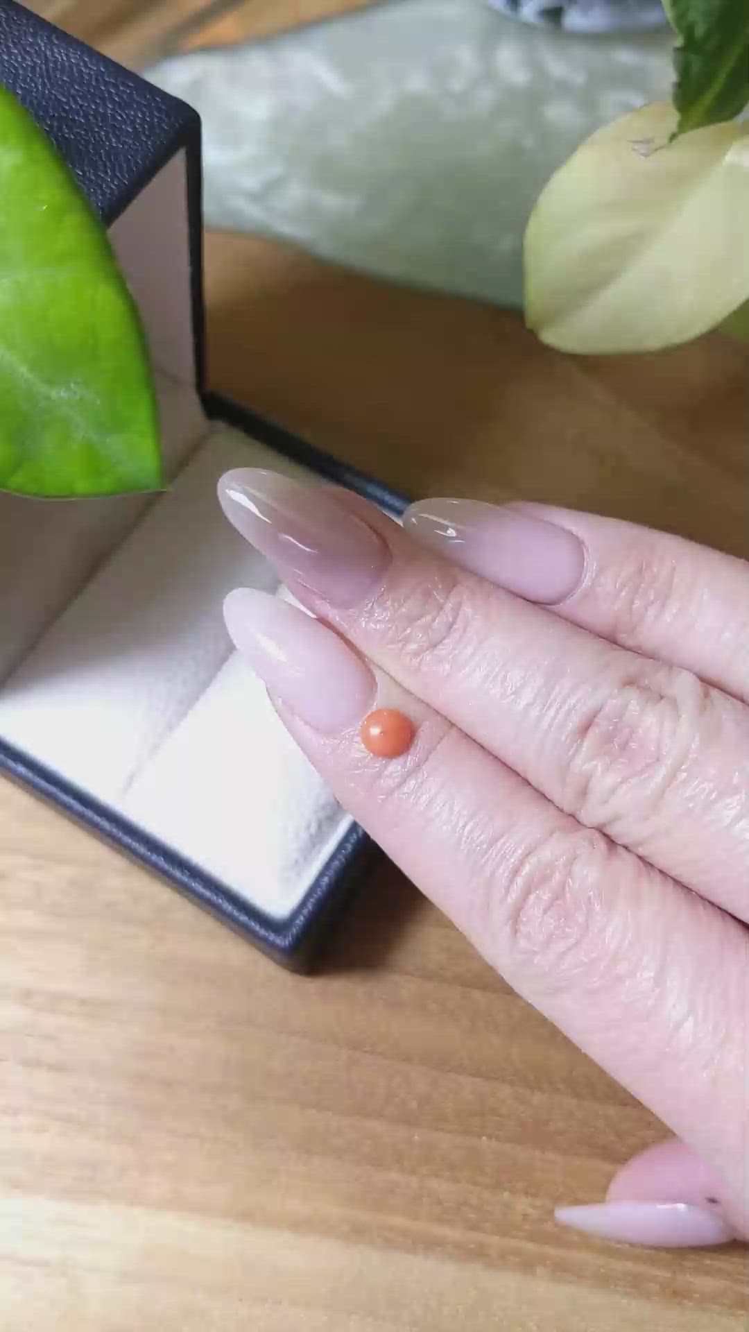 0.43 Ct. Cabochon Coral from Italy Size Video