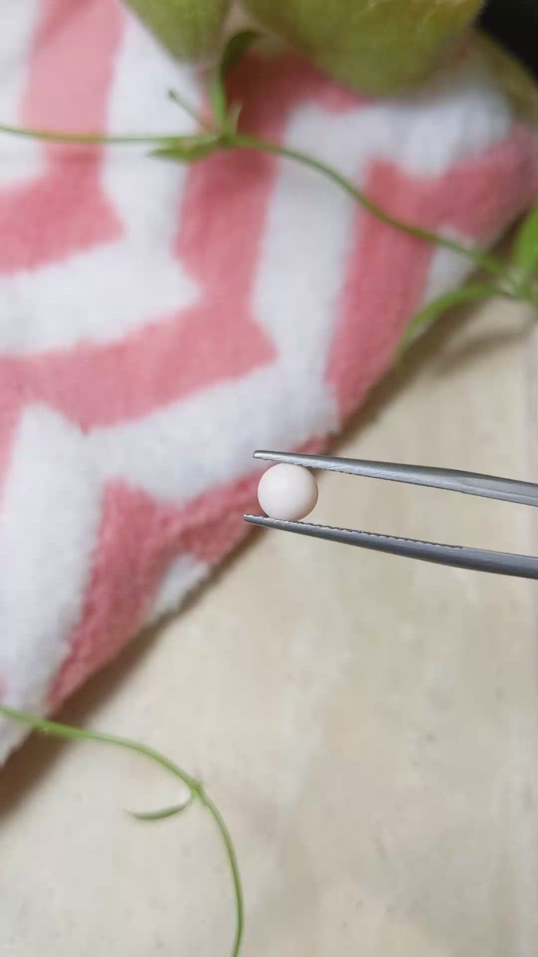 0.50 Ct. Cabochon Coral from Italy Size Video