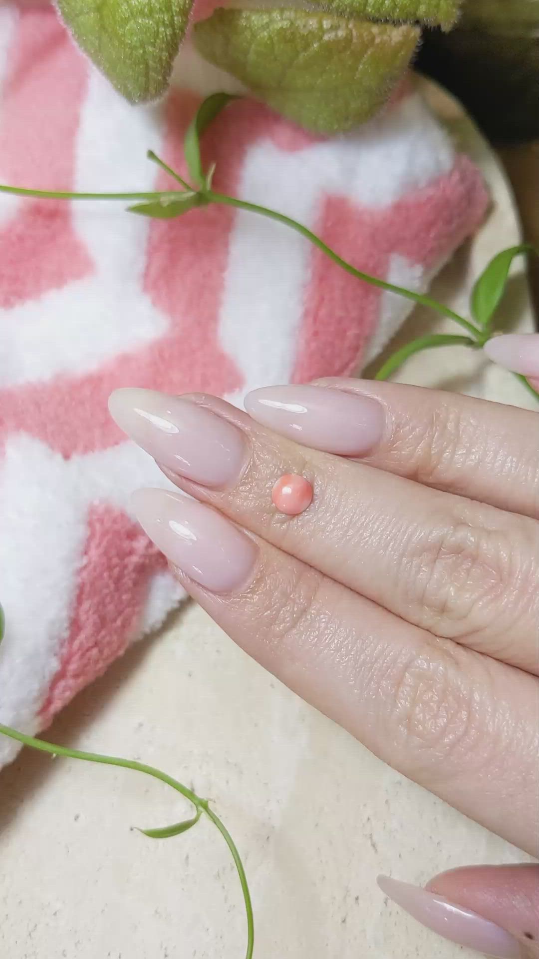 0.40 Ct. Cabochon Coral from Italy Size Video