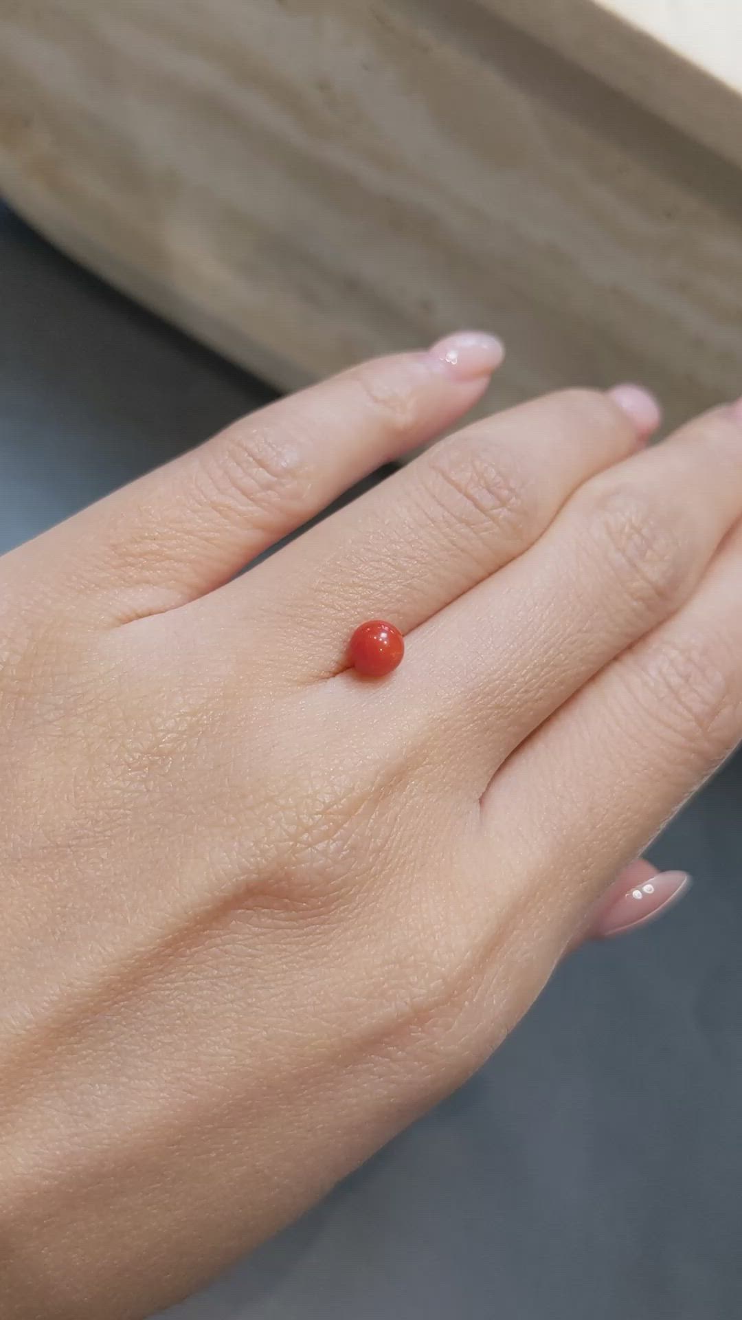 2.24 Ct. Salmon (Orange) Coral from Italy Size Video