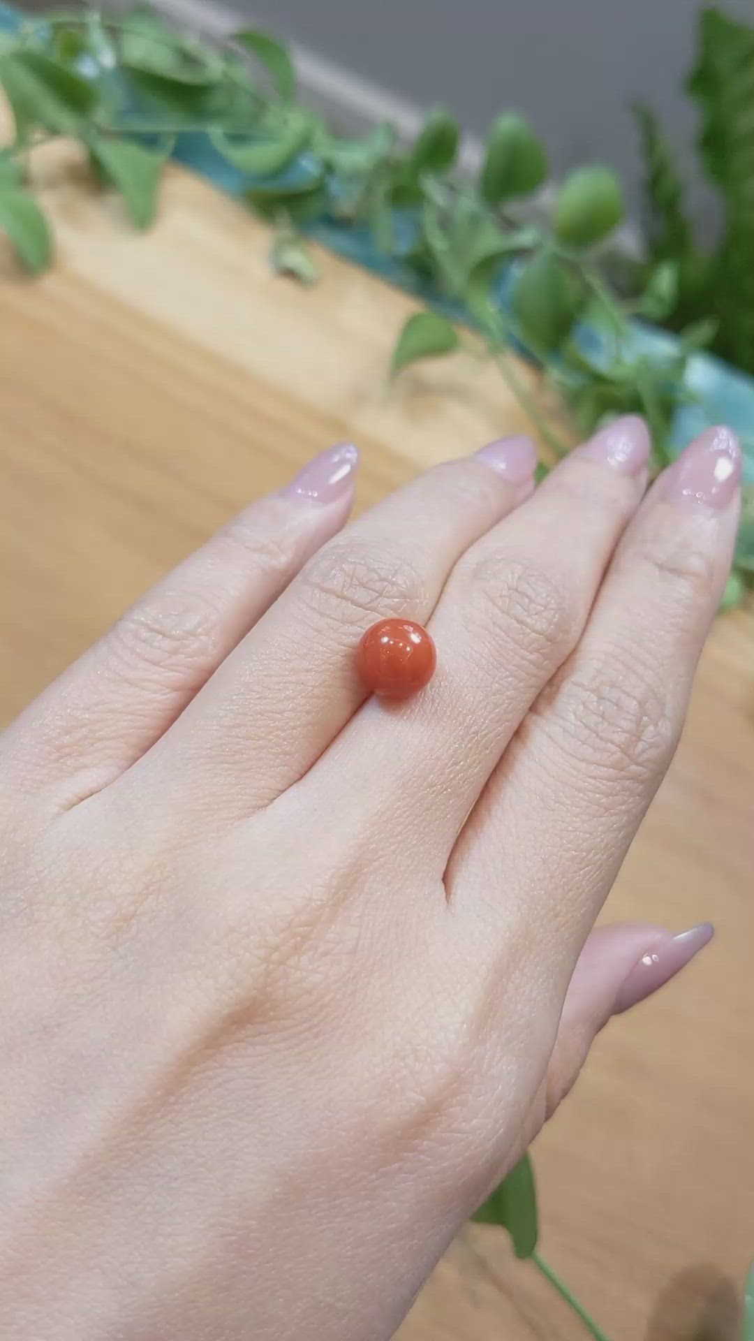 4.44 Ct. Cabochon Coral from Italy Size Video