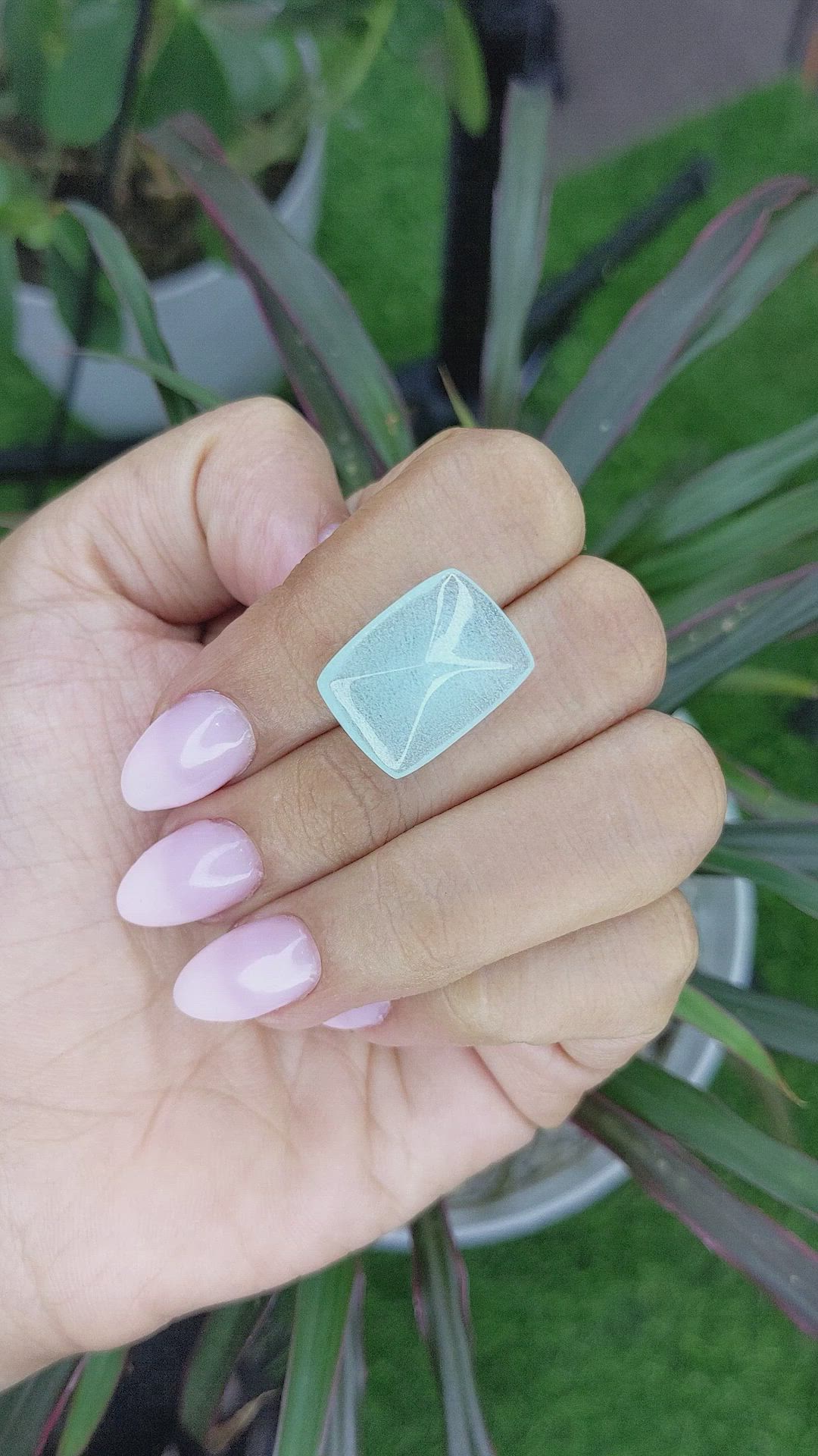14.73 Ct. Cabochon Aquamarine from Ceylon (Sri Lanka) Size Video