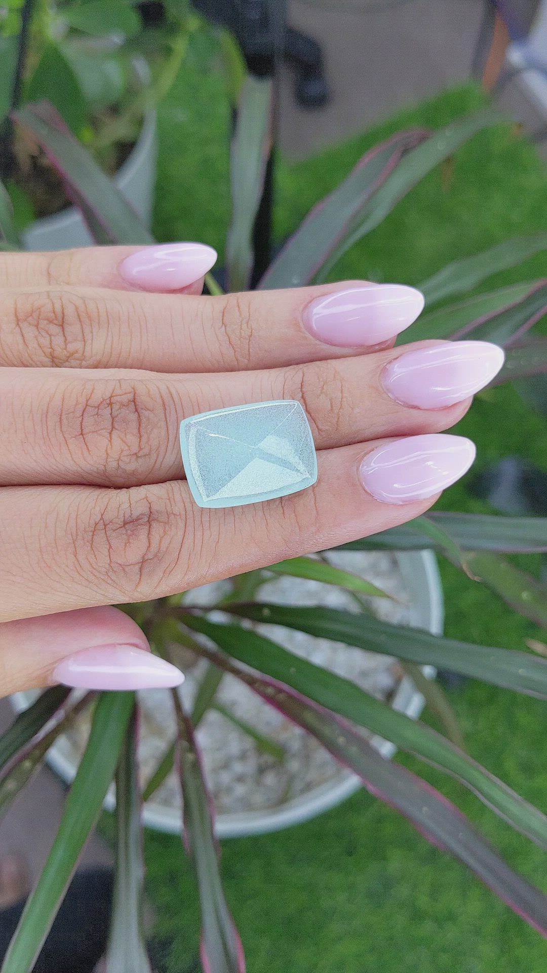 14.73 Ct. Cabochon Aquamarine from Ceylon (Sri Lanka) Size Video