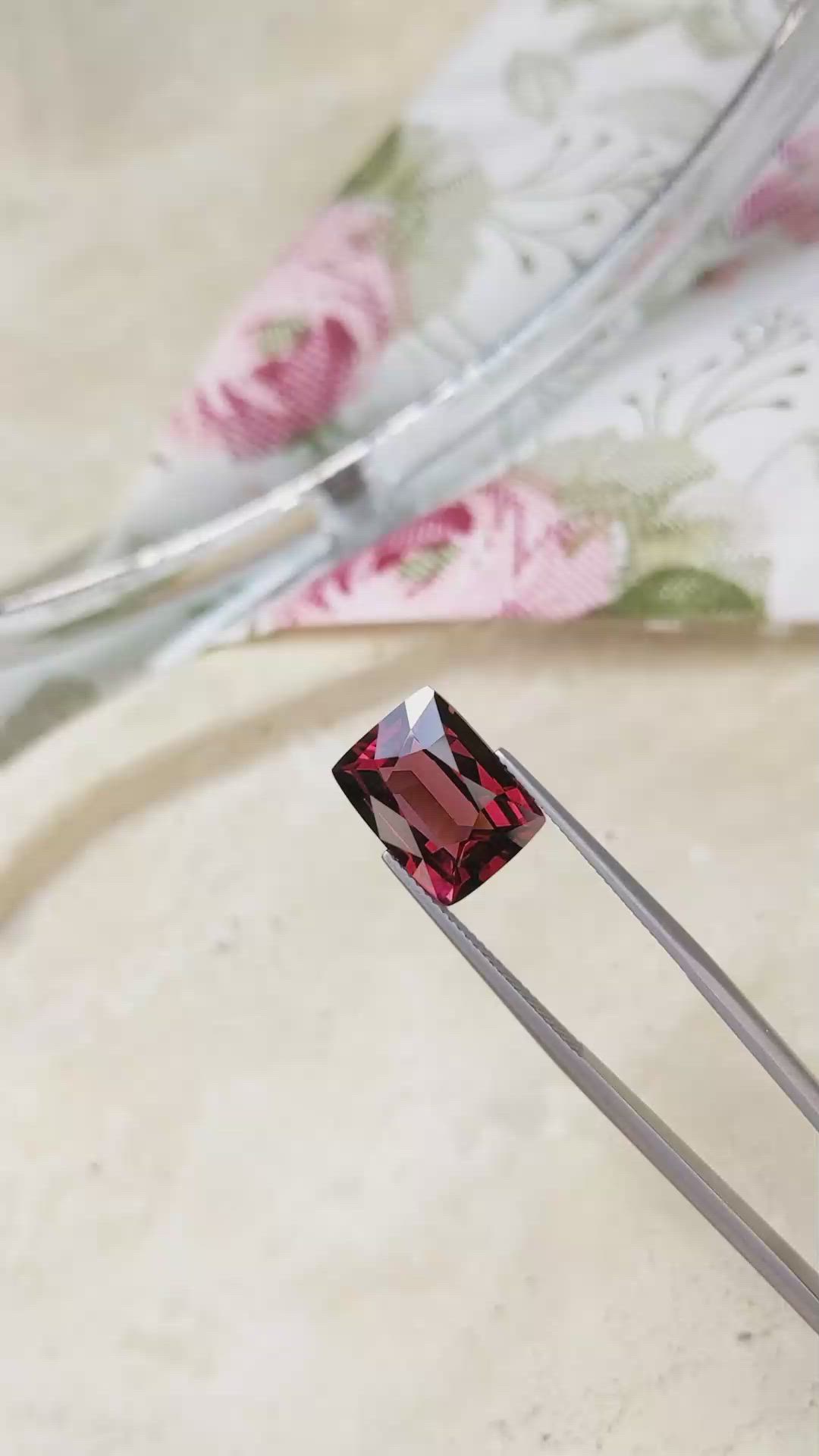 7.96 Ct. Rhodolite Garnet from Madagascar Size Video