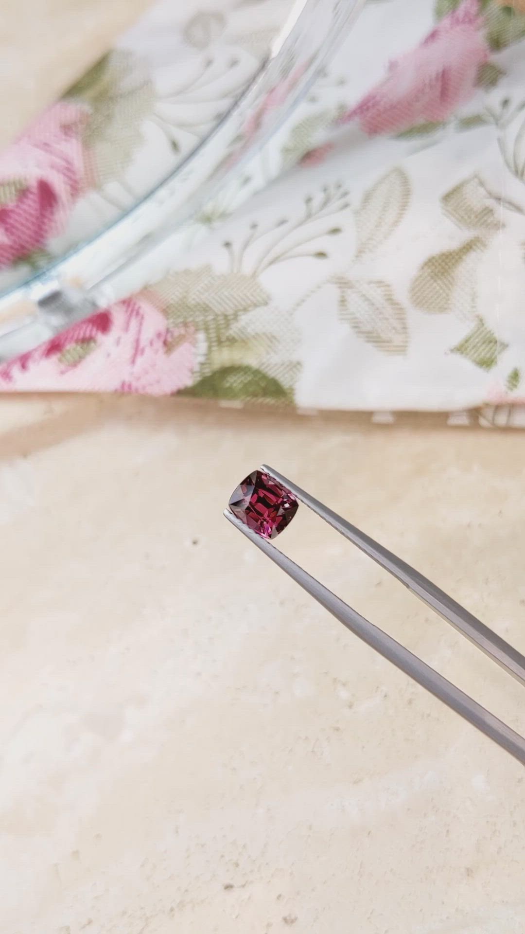 1.77 Ct. Purplish Pink Garnet from Ceylon (Sri Lanka) Size Video