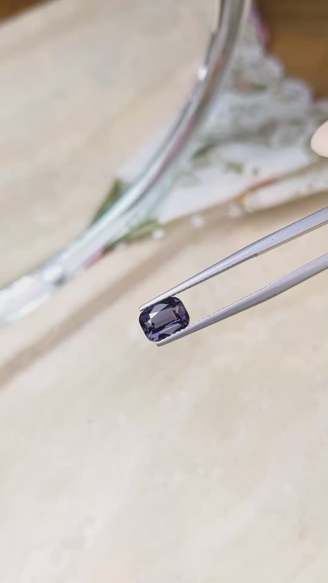 1.62 Ct. Greyish Violet Spinel from Ceylon (Sri Lanka) Size Video