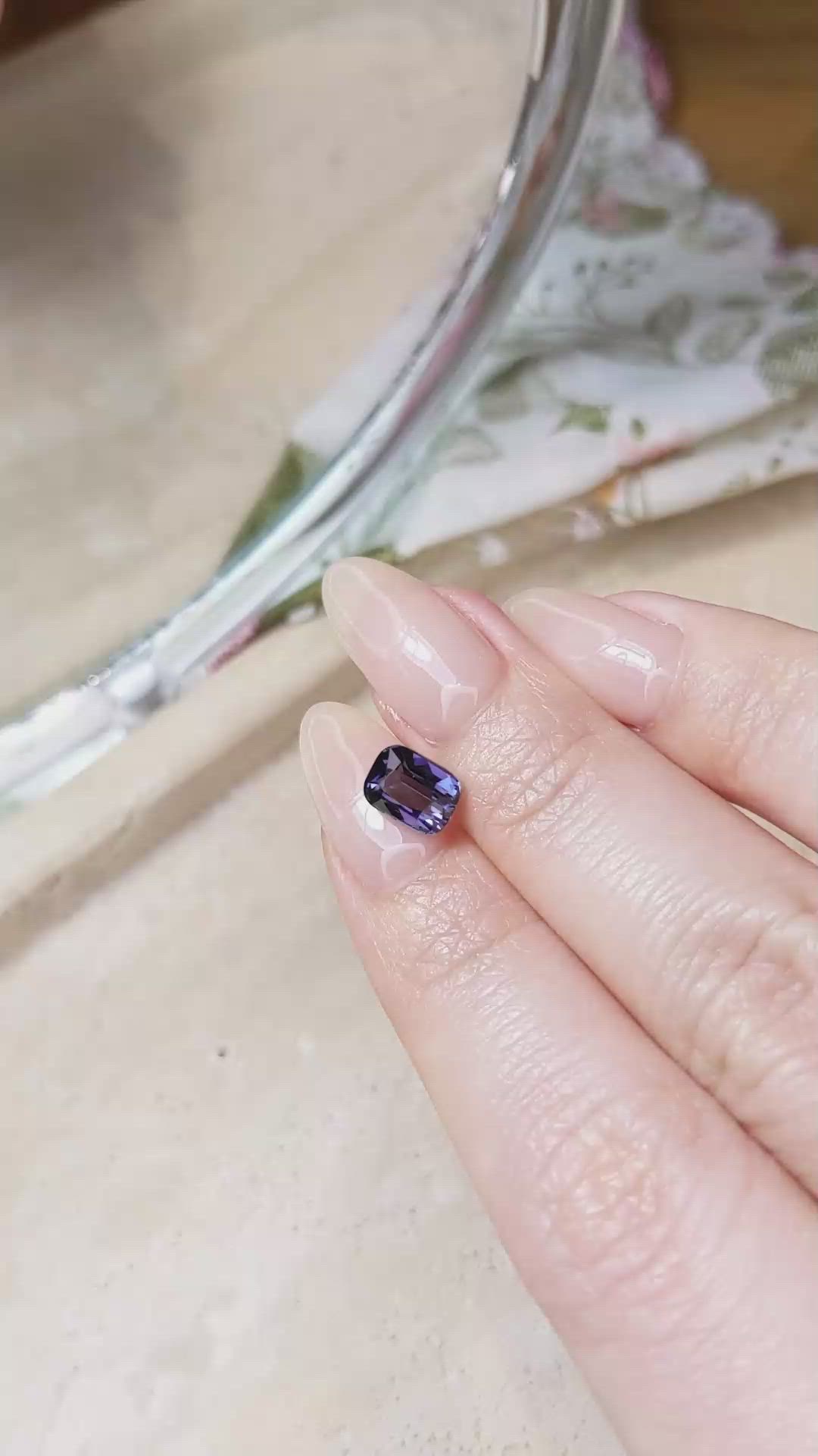 1.62 Ct. Greyish Violet Spinel from Ceylon (Sri Lanka) Size Video