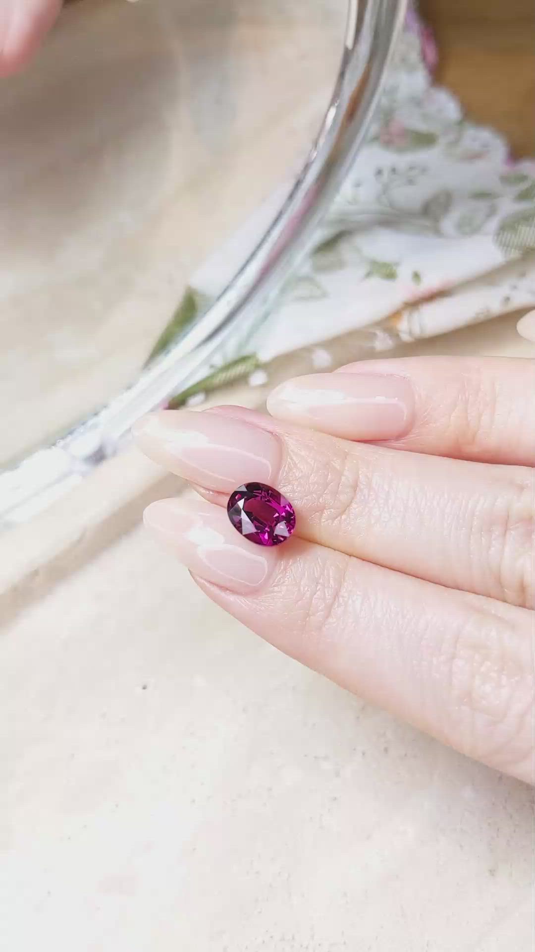 3.05 Ct. Purplish Pink Rhodolite Garnet from Mozambique Size Video