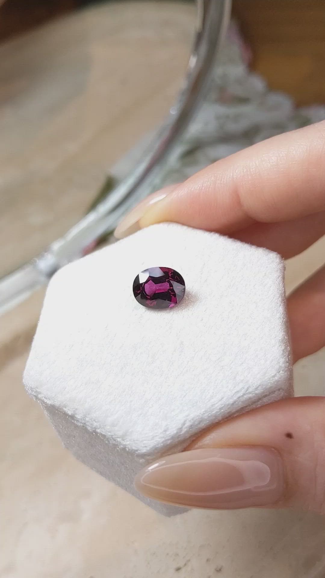 3.05 Ct. Purplish Pink Rhodolite Garnet from Mozambique Size Video