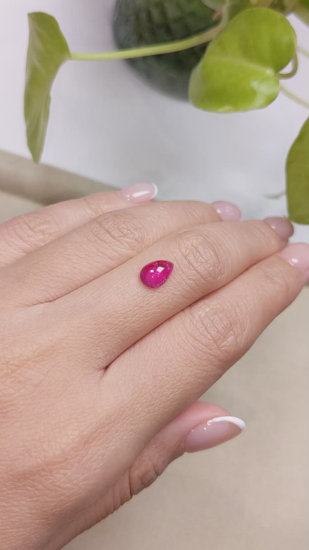 1.24 Ct. Cabochon Rubellite Tourmaline from Brazil Size Video