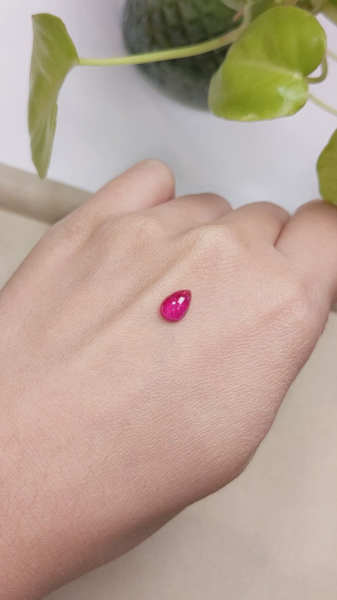 1.24 Ct. Cabochon Rubellite Tourmaline from Brazil Size Video