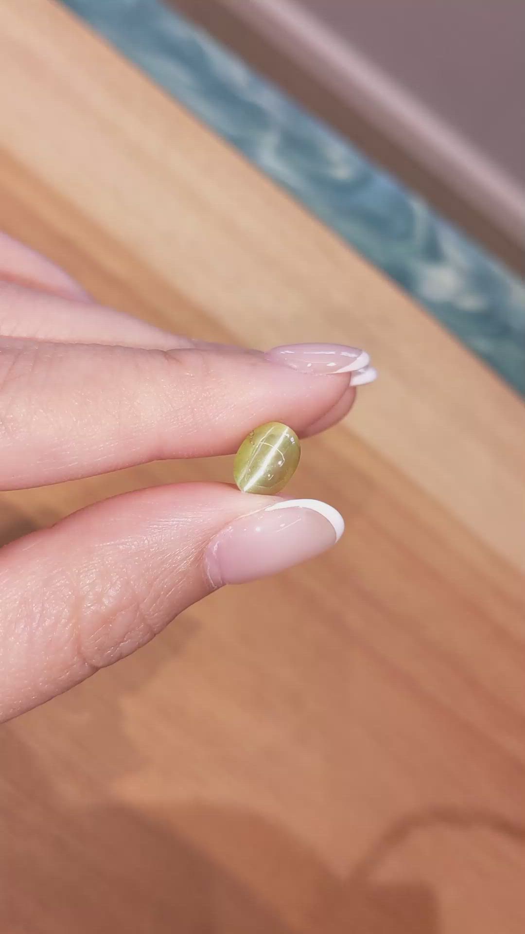3.50 Ct. Cabochon Chrysoberyl from Ceylon (Sri Lanka) Size Video