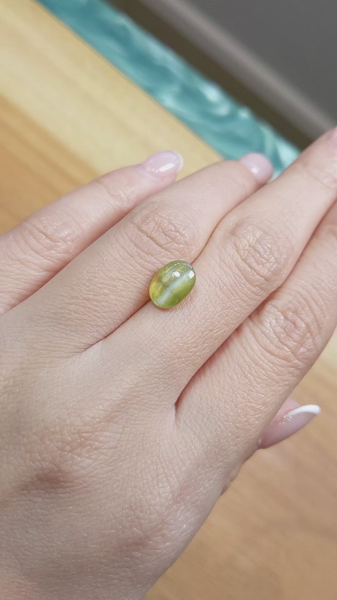 3.50 Ct. Cabochon Chrysoberyl from Ceylon (Sri Lanka) Size Video