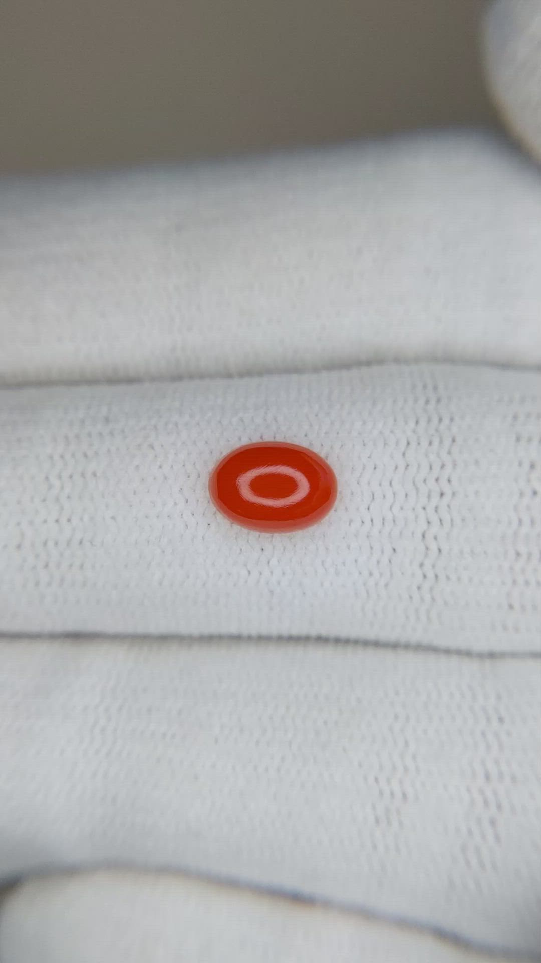 0.85 Ct. Cabochon Coral from Italy Size Video