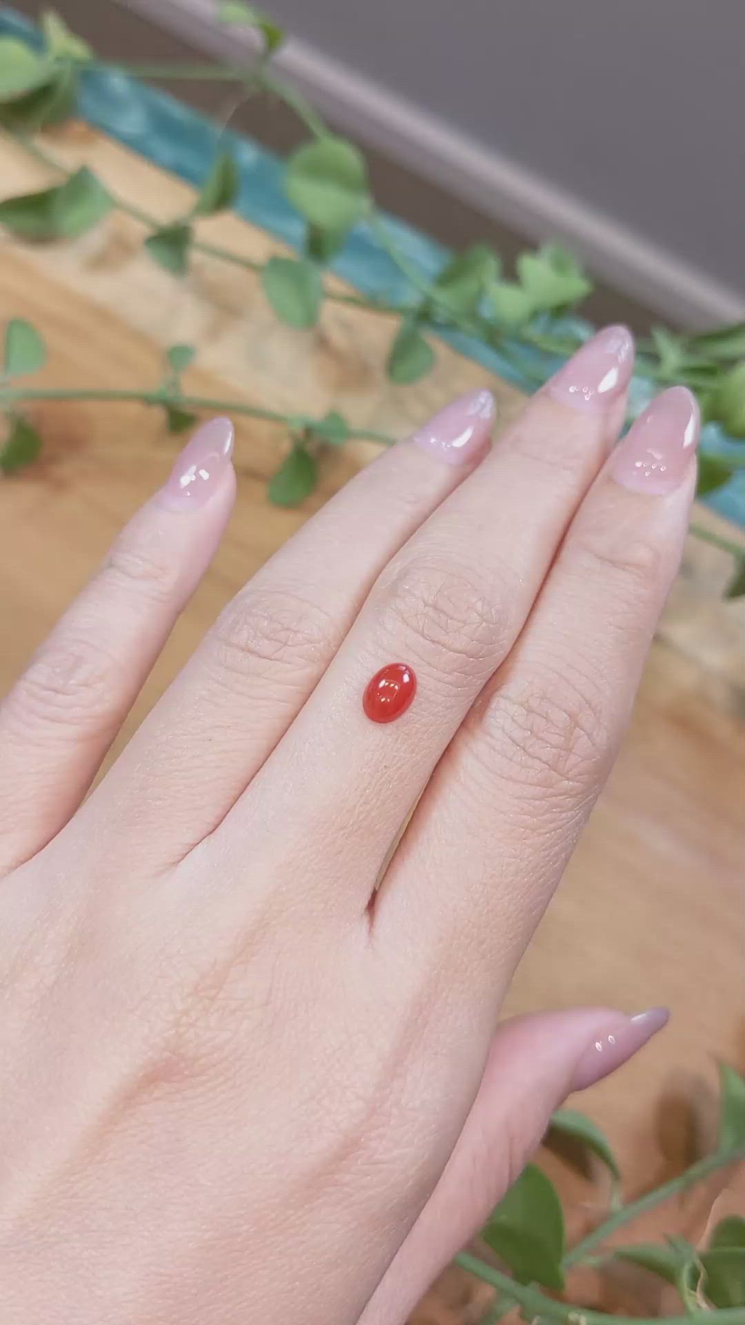 0.85 Ct. Cabochon Coral from Italy Size Video