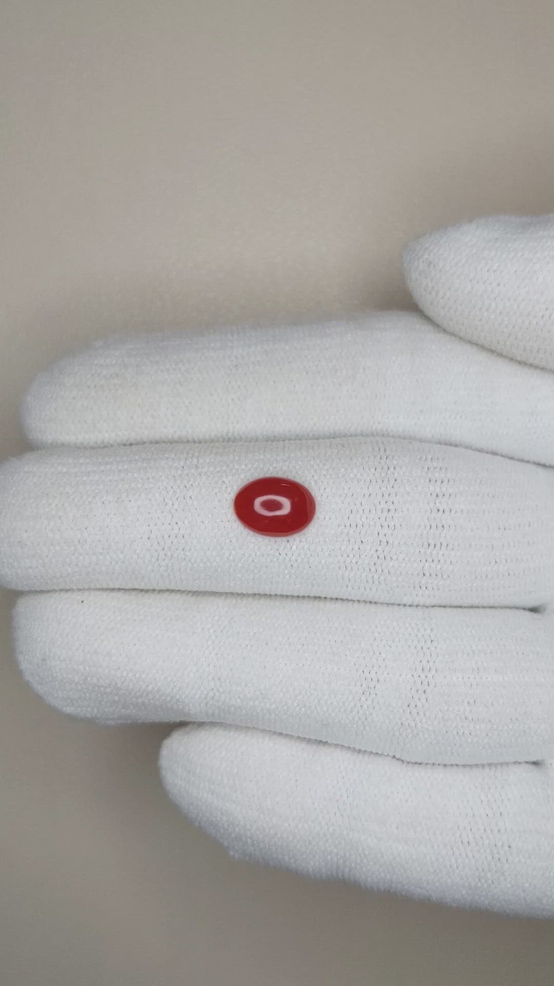 0.76 Ct. Cabochon Coral from Italy Size Video