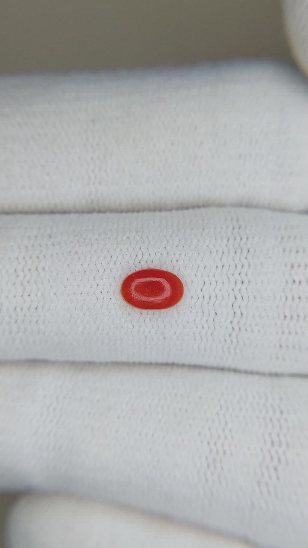 0.34 Ct. Cabochon Coral from Italy Size Video