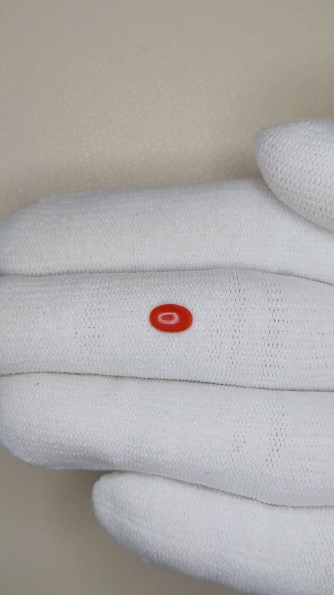 0.34 Ct. Cabochon Coral from Italy Size Video