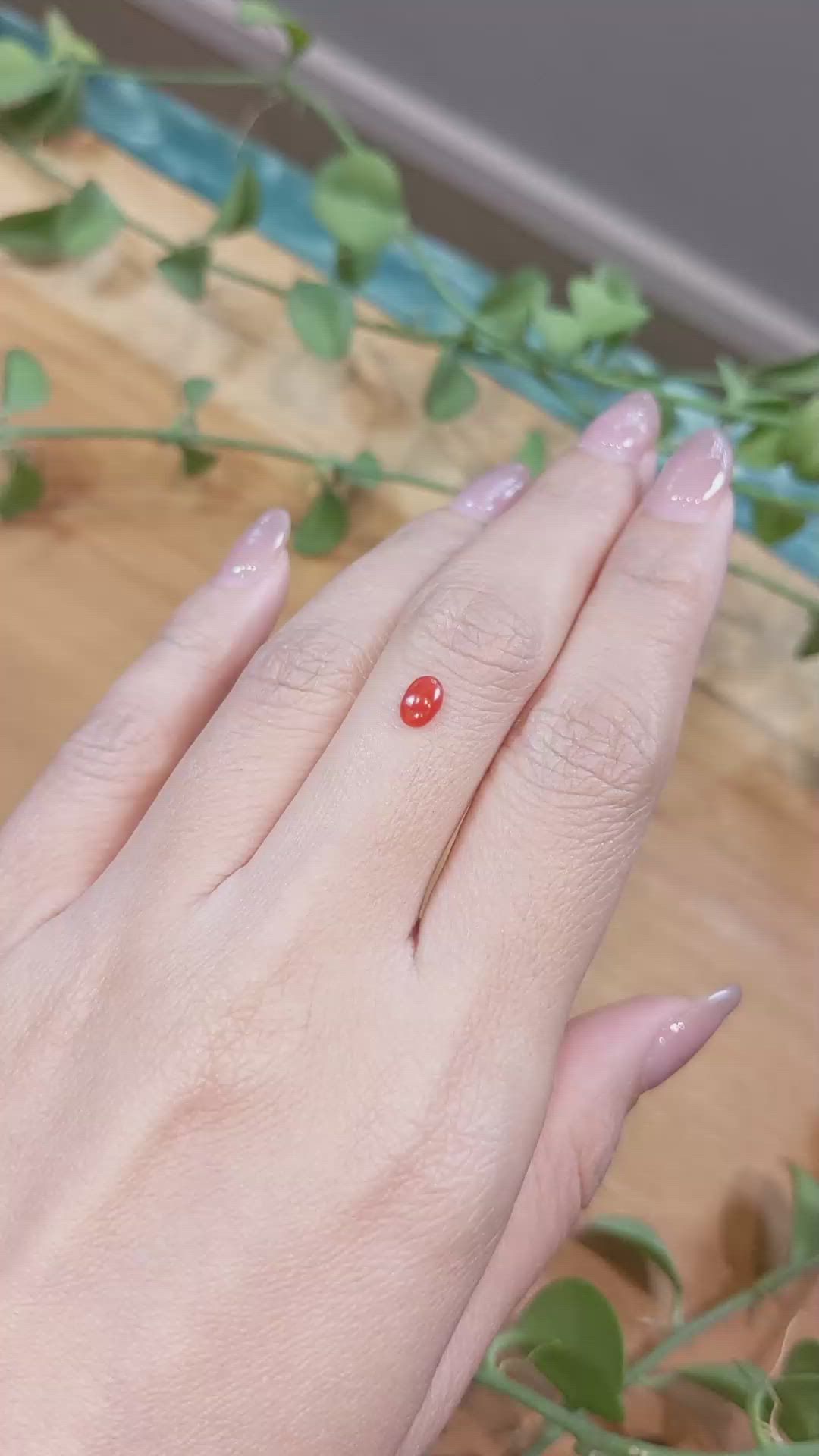 0.34 Ct. Cabochon Coral from Italy Size Video