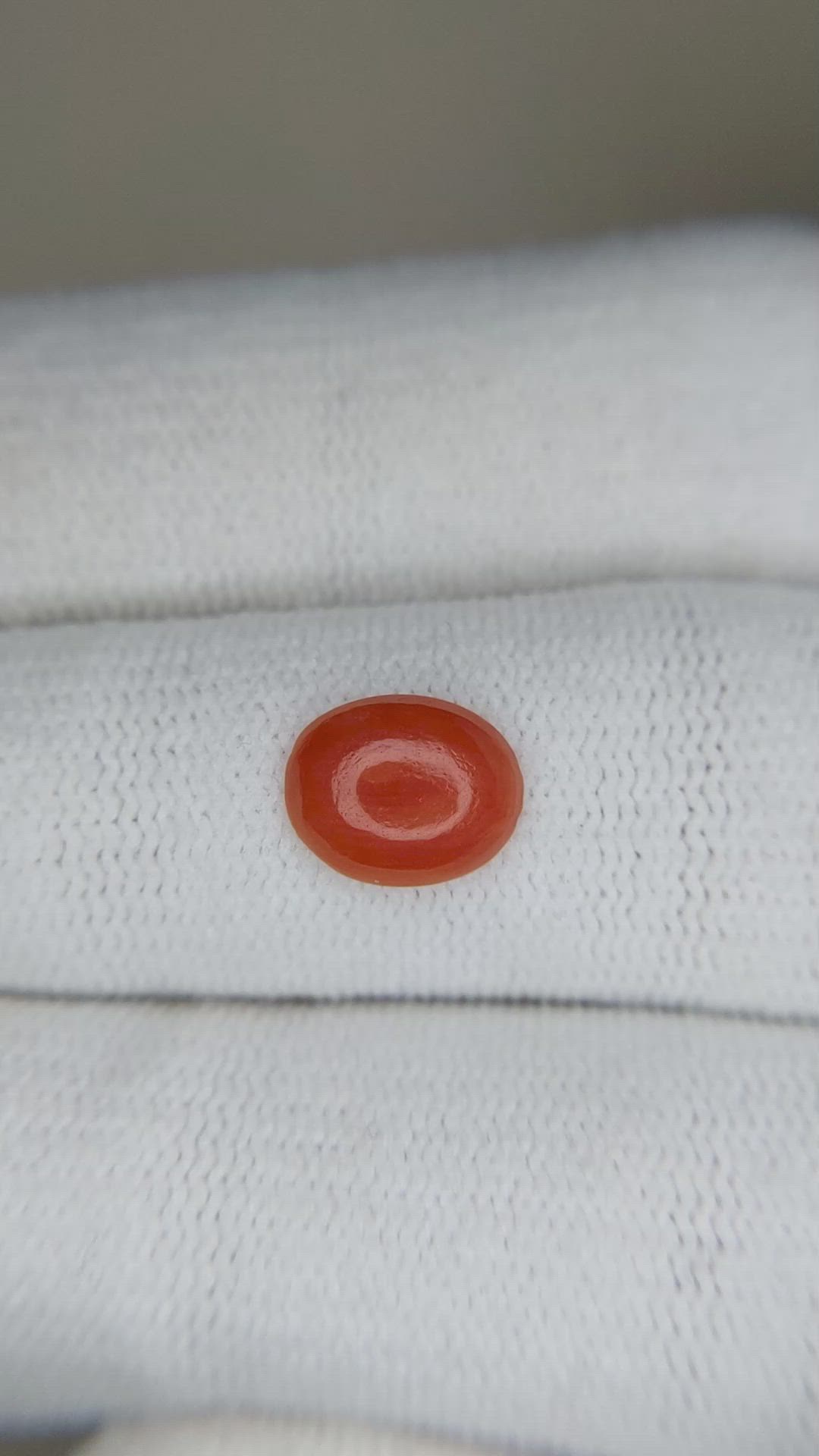 1.00 Ct. Orangish Red Cabochon Coral from Italy Size Video