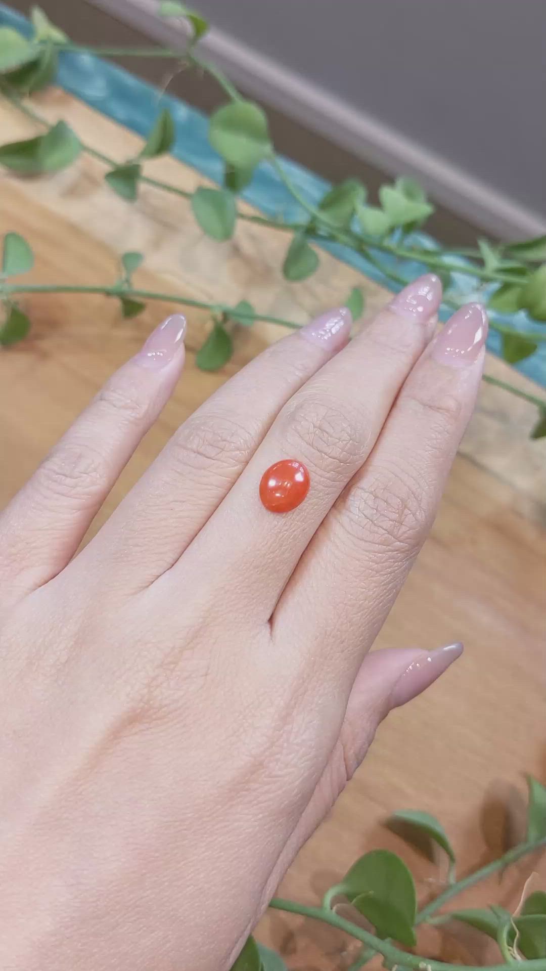 1.64 Ct. Orange Cabochon Coral from Italy Size Video