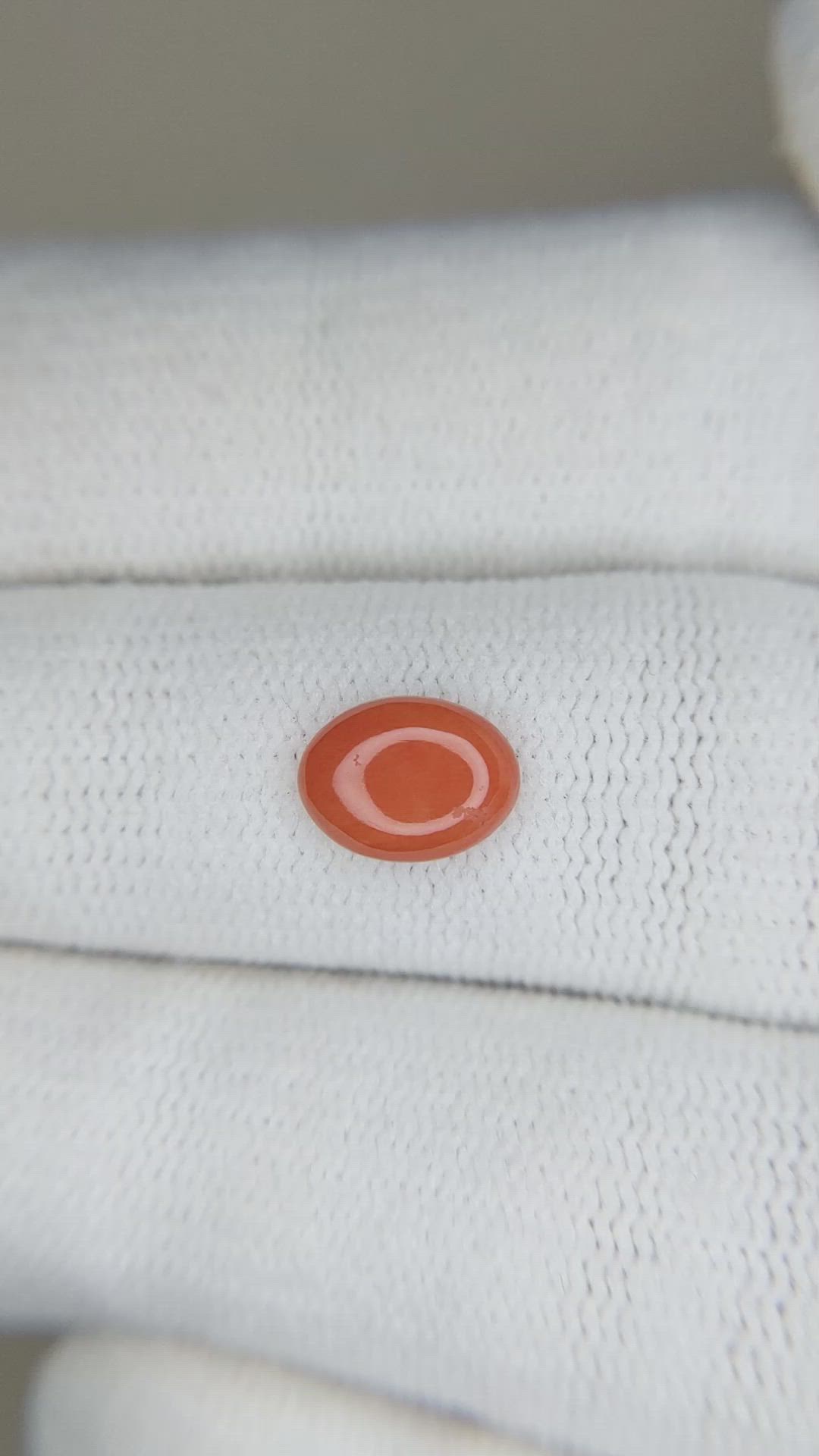 0.78 Ct. Orange Cabochon Coral from Italy Size Video