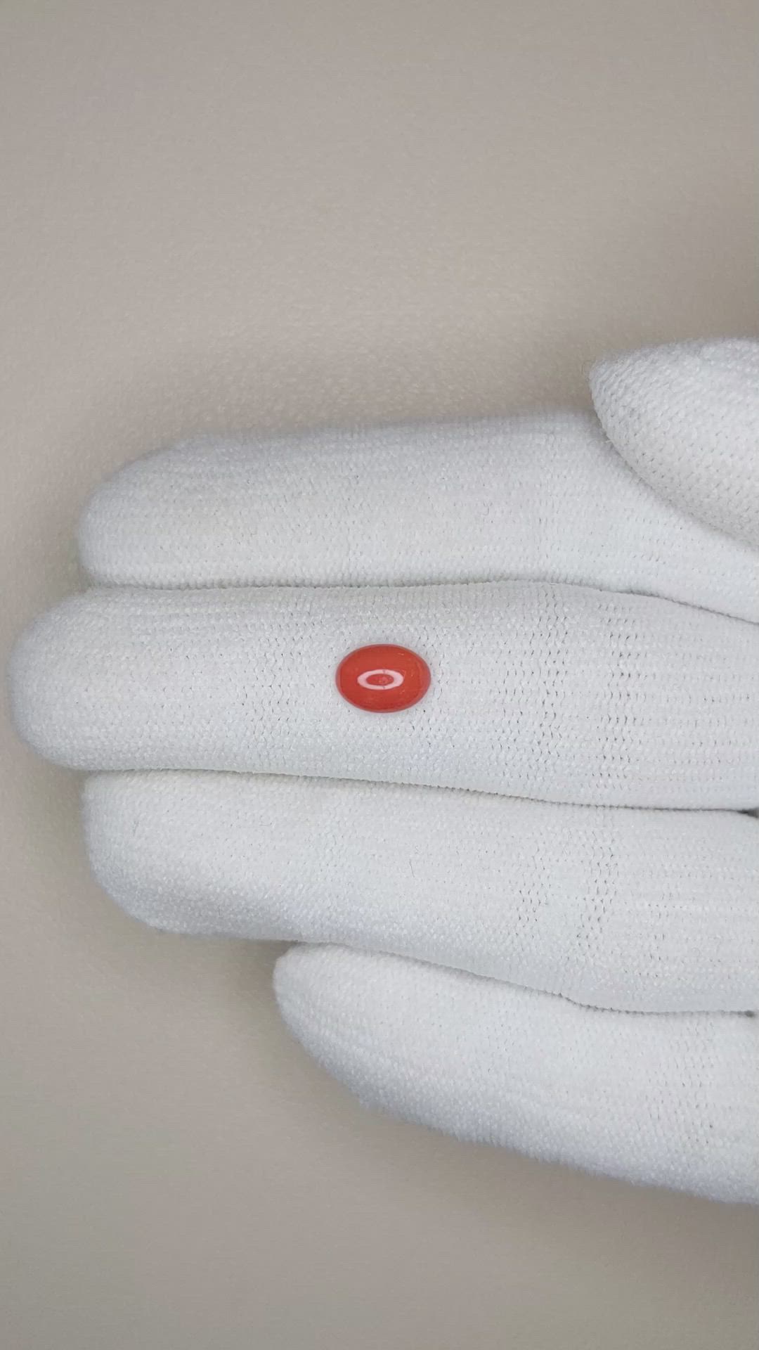 0.66 Ct. Orangish Red Cabochon Coral from Italy Size Video