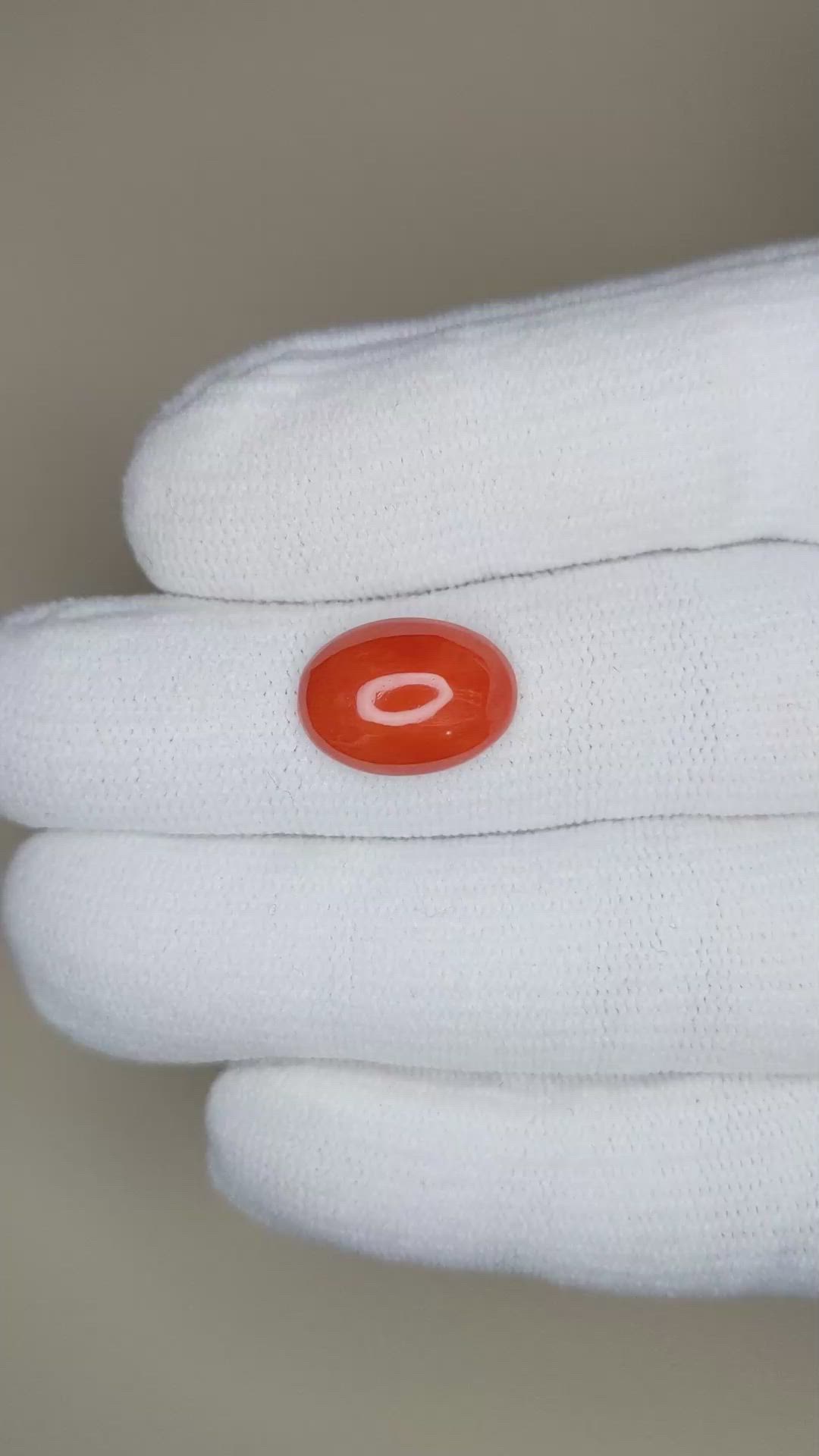 4.27 Ct. Orange Cabochon Coral from Italy Size Video