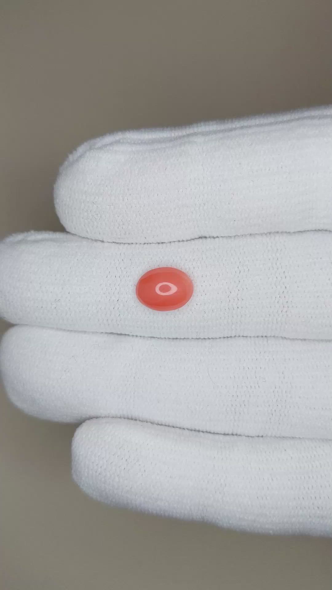 1.43 Ct. Orange Cabochon Coral from Italy Size Video