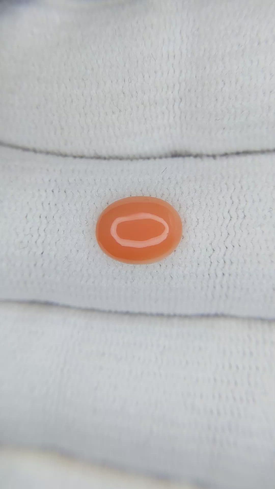 1.06 Ct. Orange Cabochon Coral from Italy Size Video
