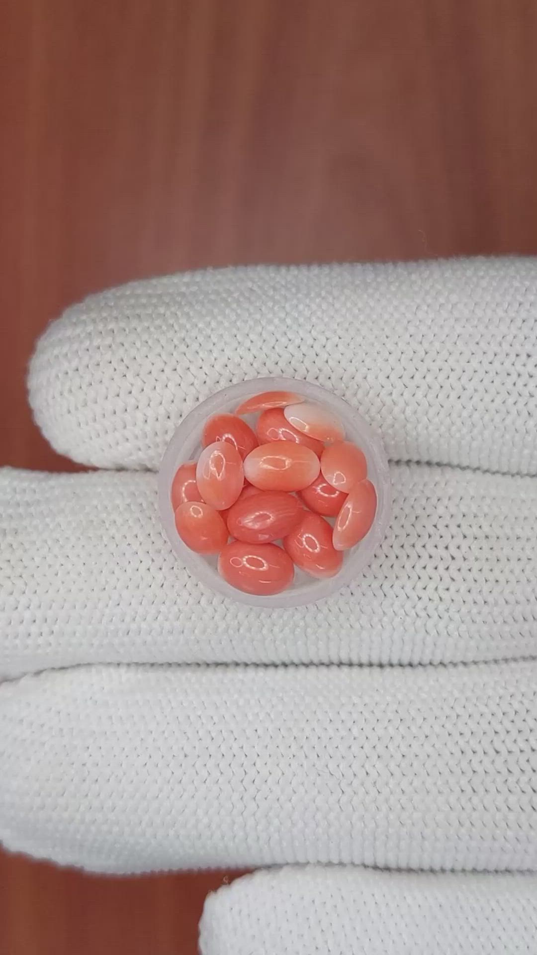 6.56 Ct. Cabochon Coral from Italy Size Video