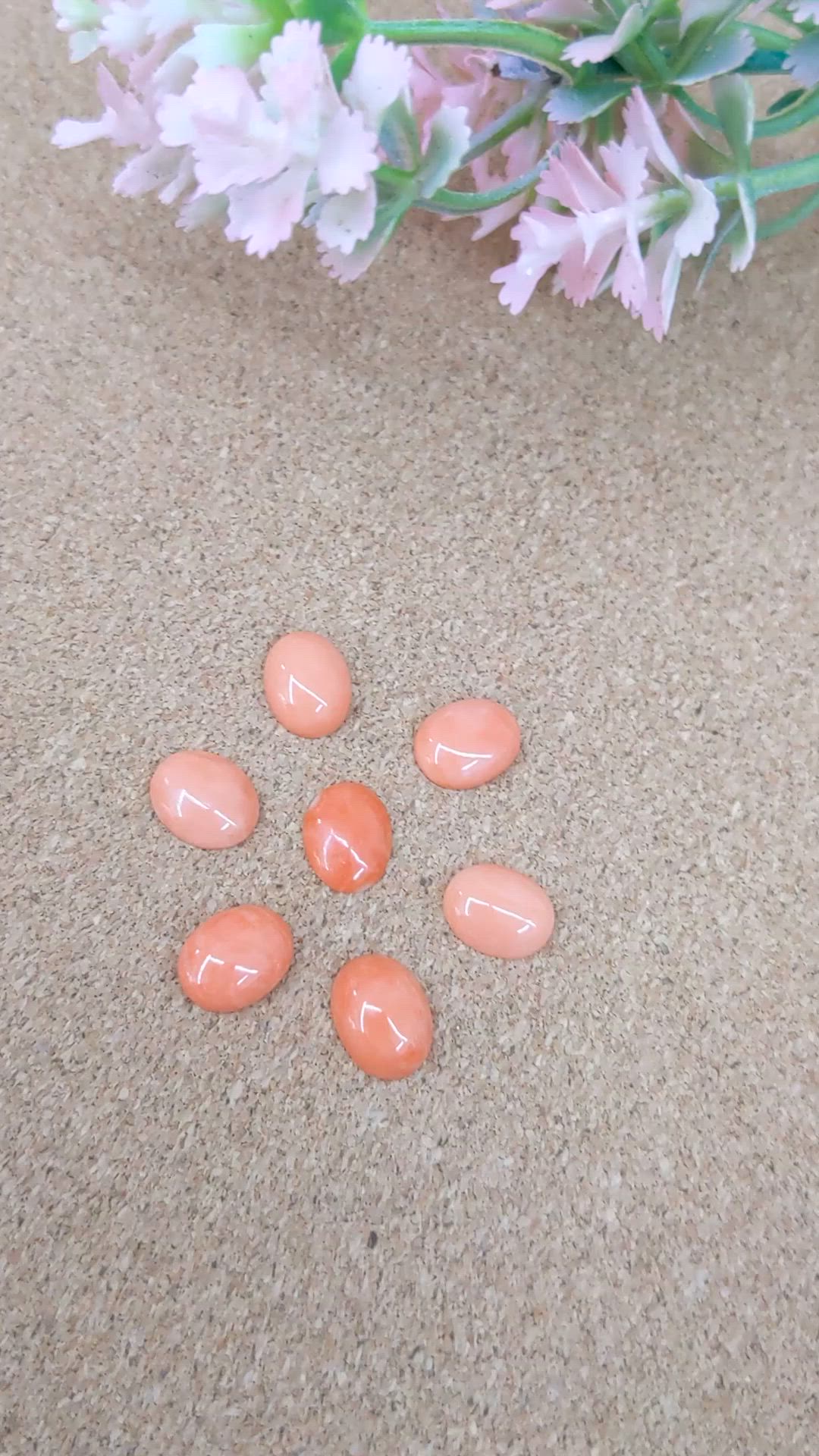 13.76 Ct. Cabochon Coral from Italy Size Video