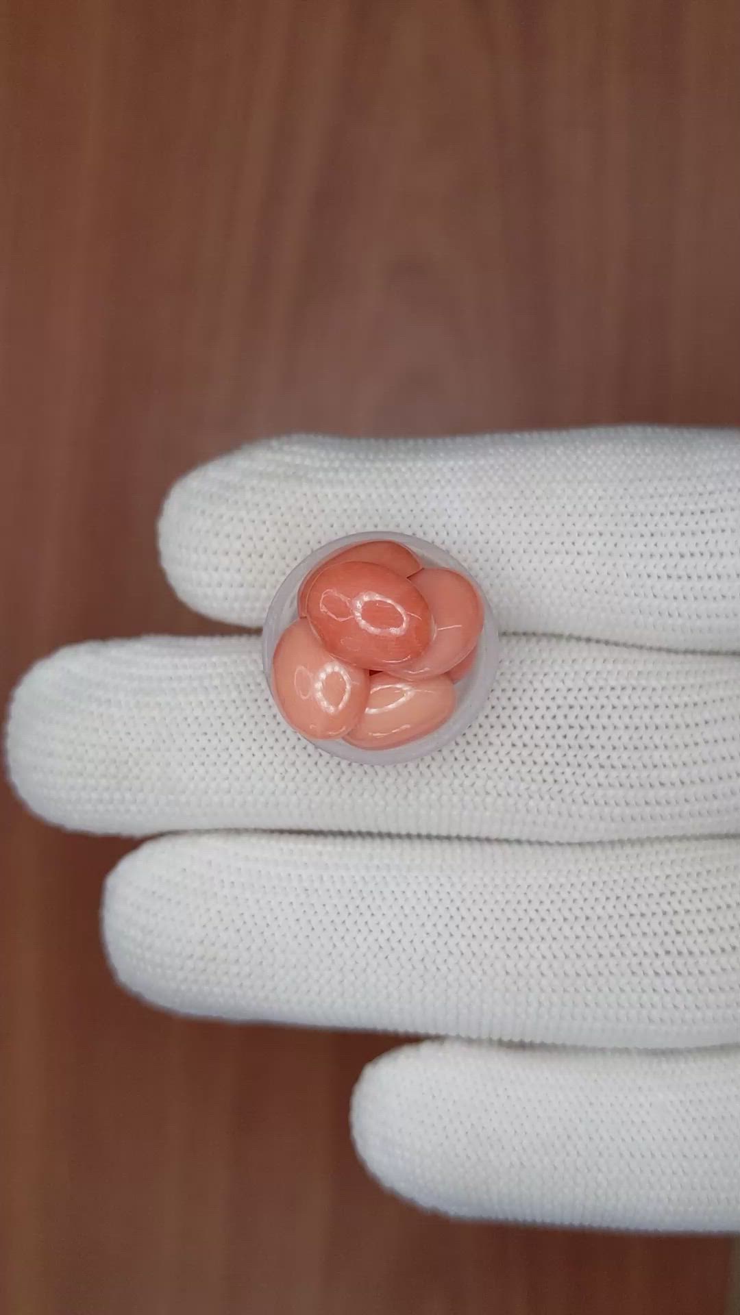 13.76 Ct. Cabochon Coral from Italy Size Video