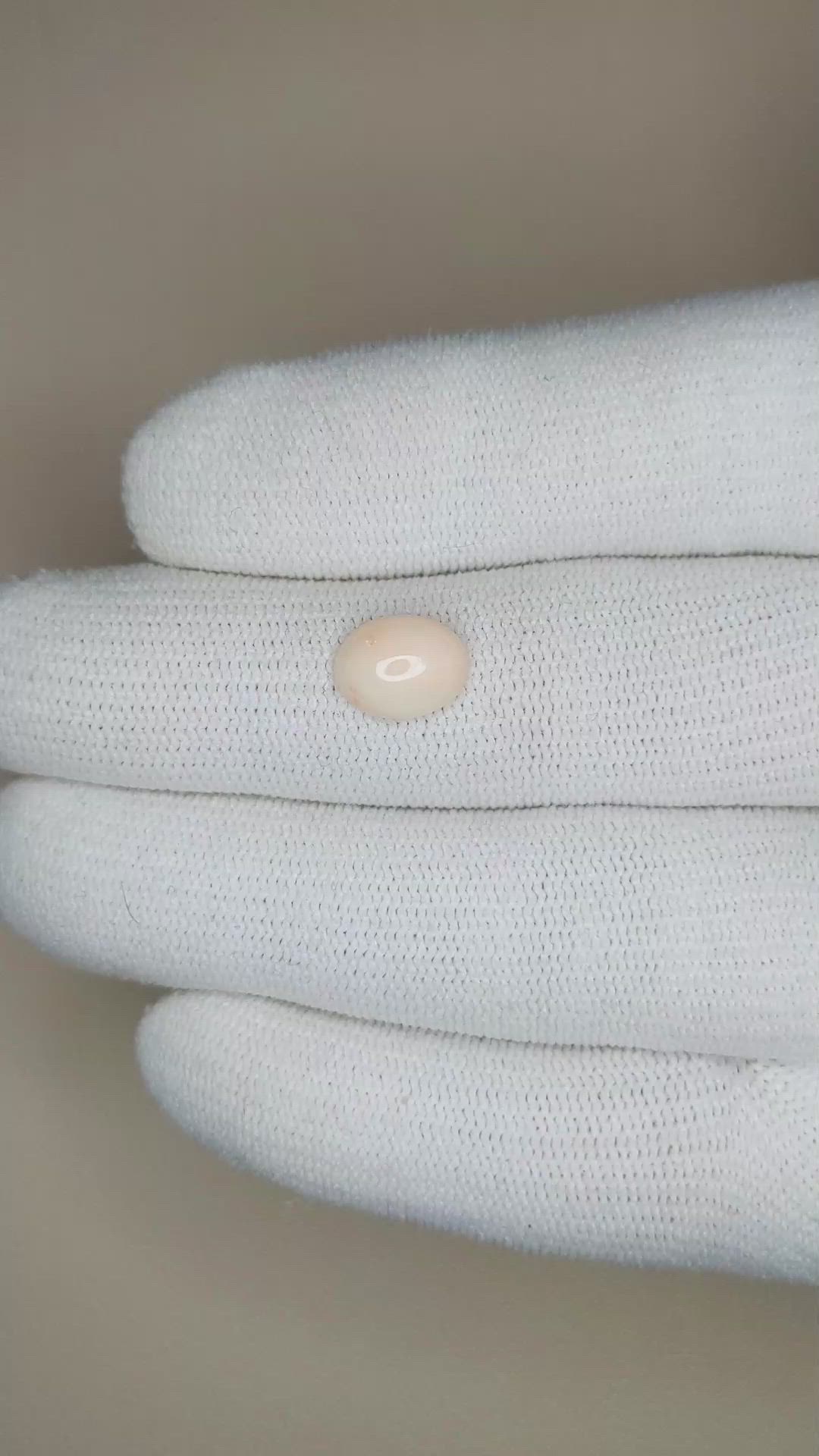 1.53 Ct. Salmon and White Cabochon Coral from Italy Size Video