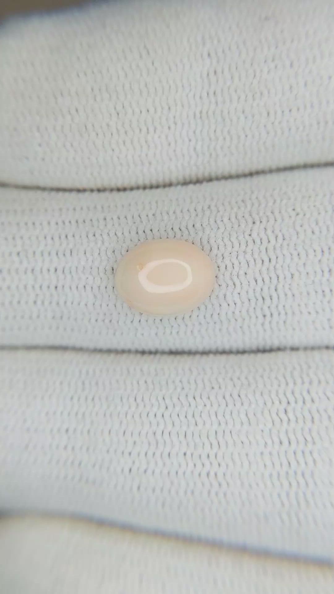1.53 Ct. Salmon and White Cabochon Coral from Italy Size Video