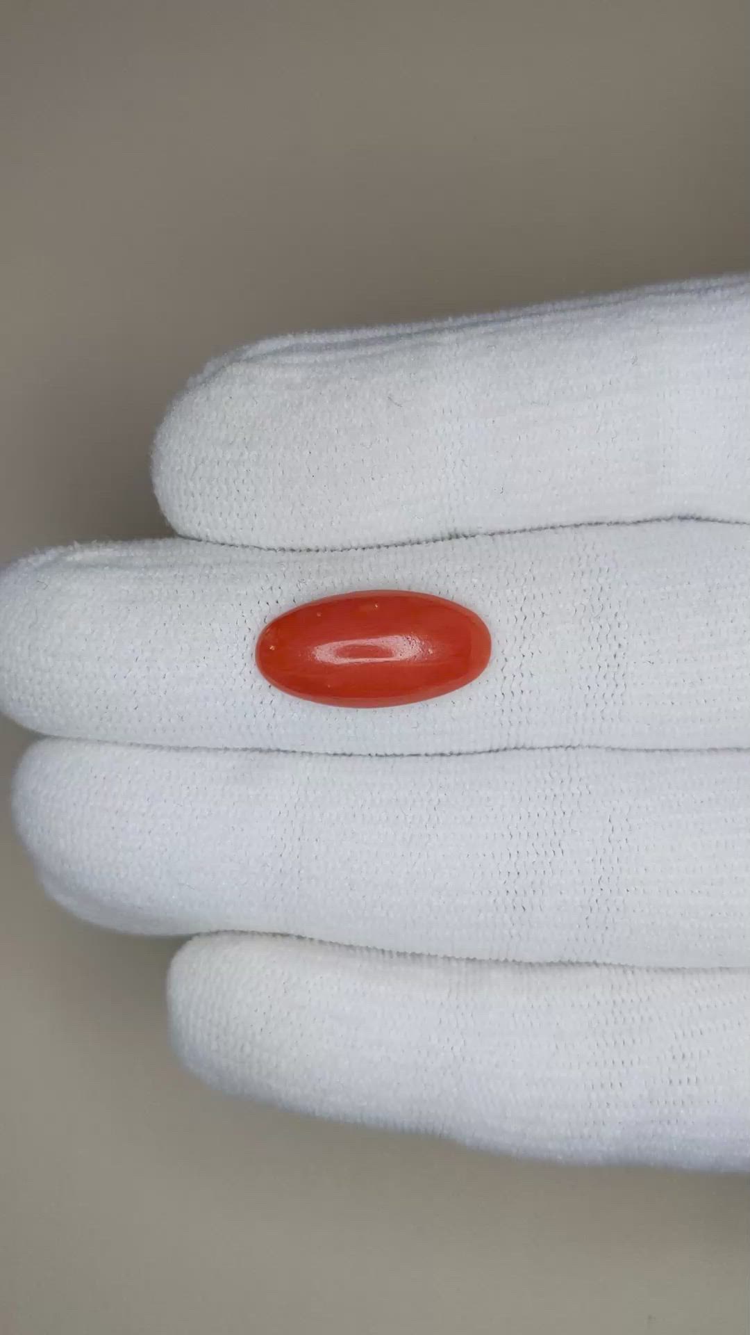4.02 Ct. Cabochon Coral from Italy Size Video