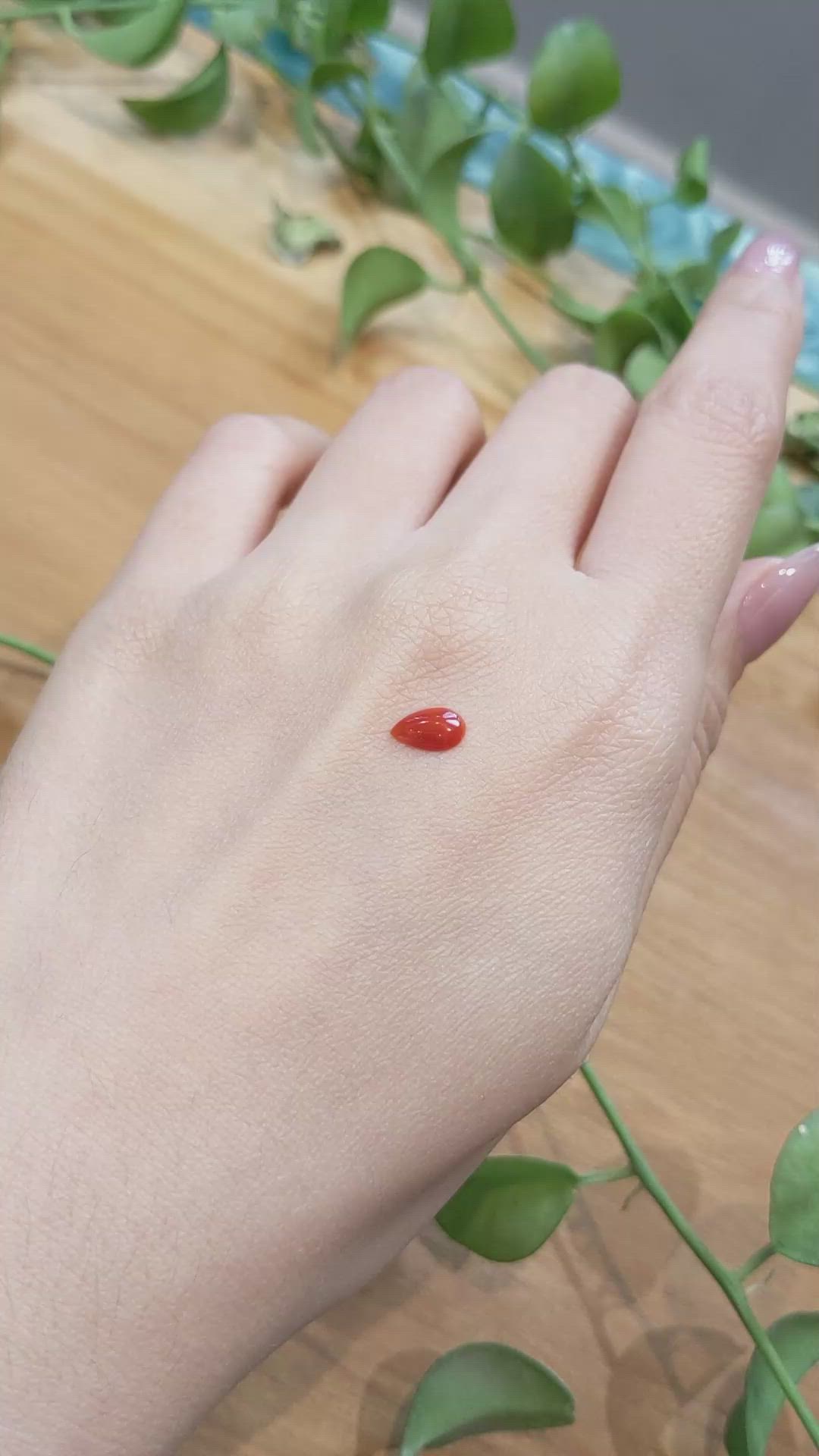 0.45 Ct. Cabochon Coral from Italy Size Video