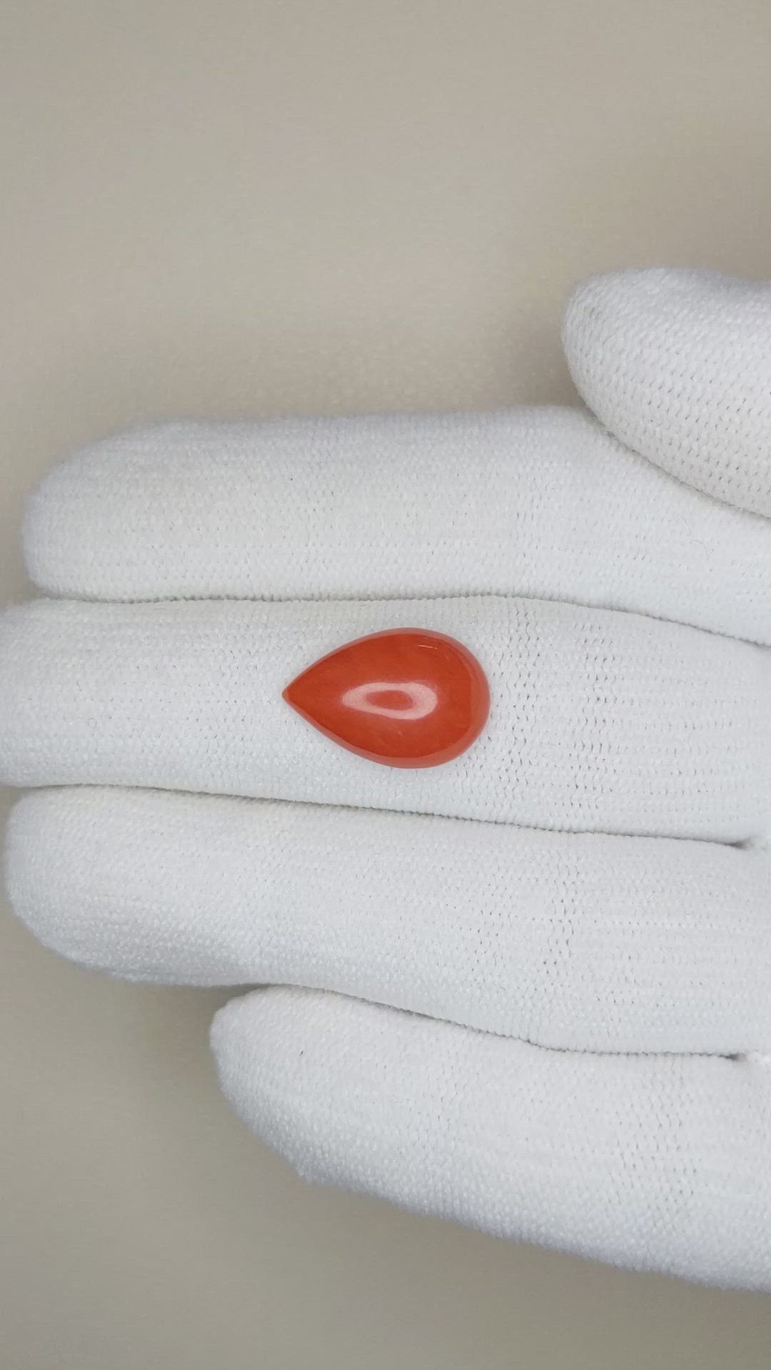 3.29 Ct. Cabochon Coral from Italy Size Video