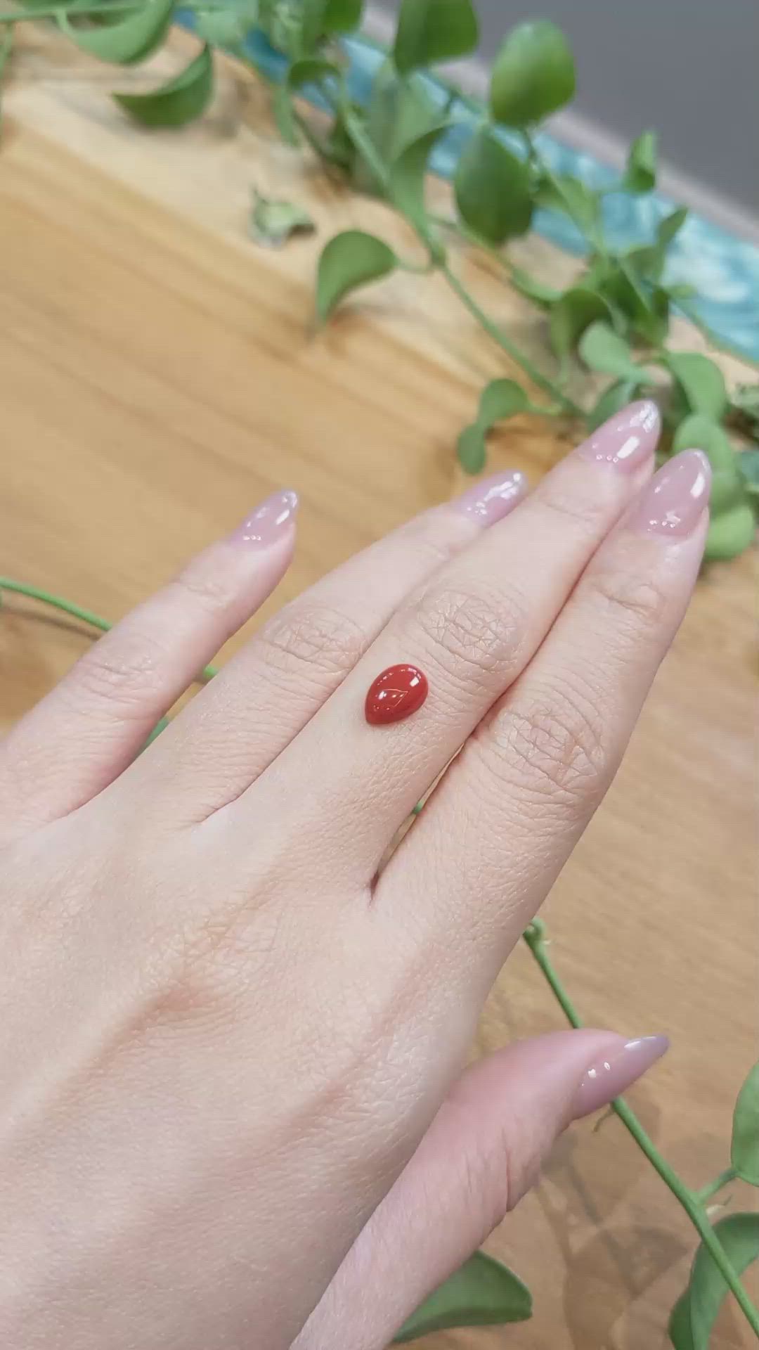 1.39 Ct. Cabochon Coral from Italy Size Video