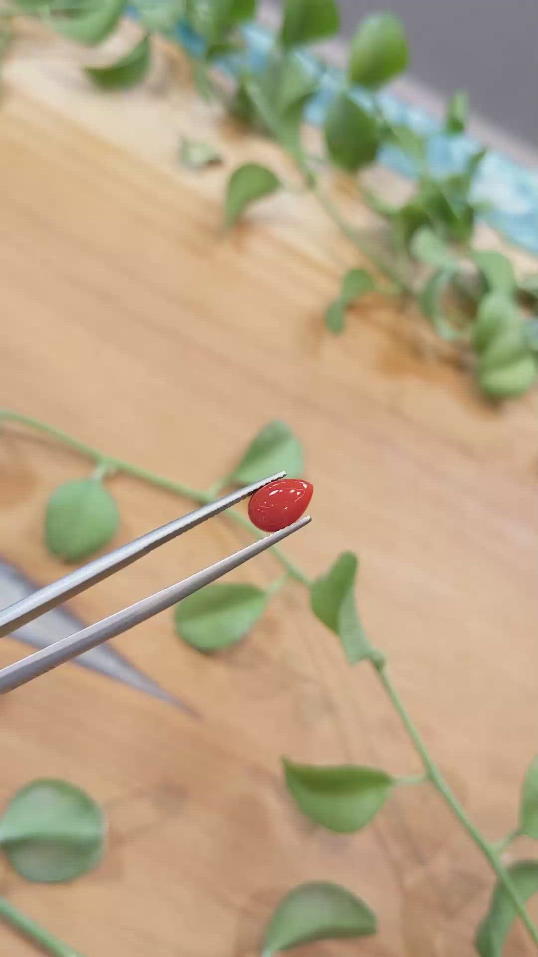 1.39 Ct. Cabochon Coral from Italy Size Video