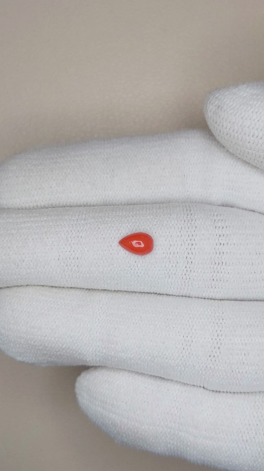 0.36 Ct. Cabochon Coral from Italy Size Video