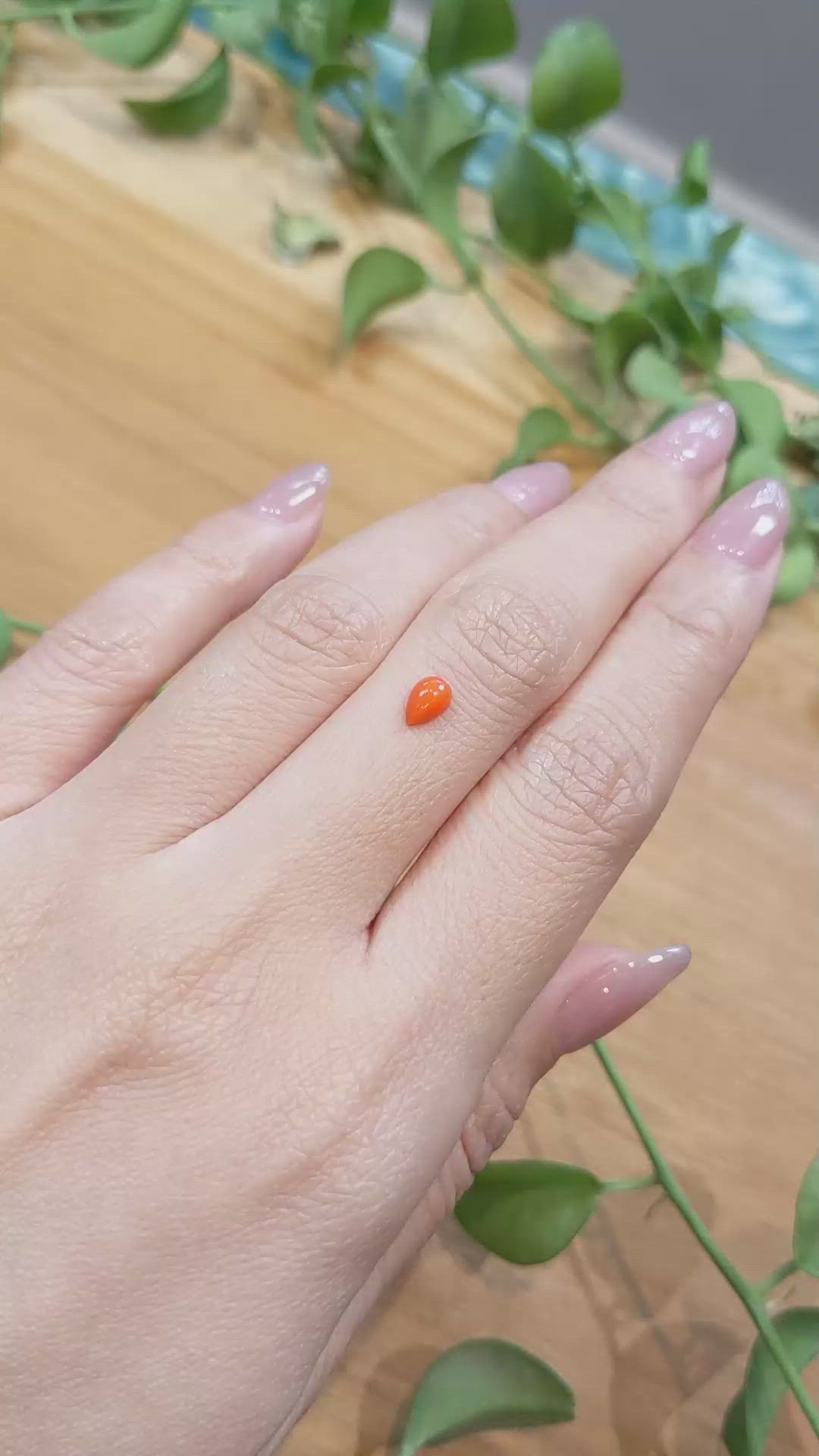 0.36 Ct. Cabochon Coral from Italy Size Video