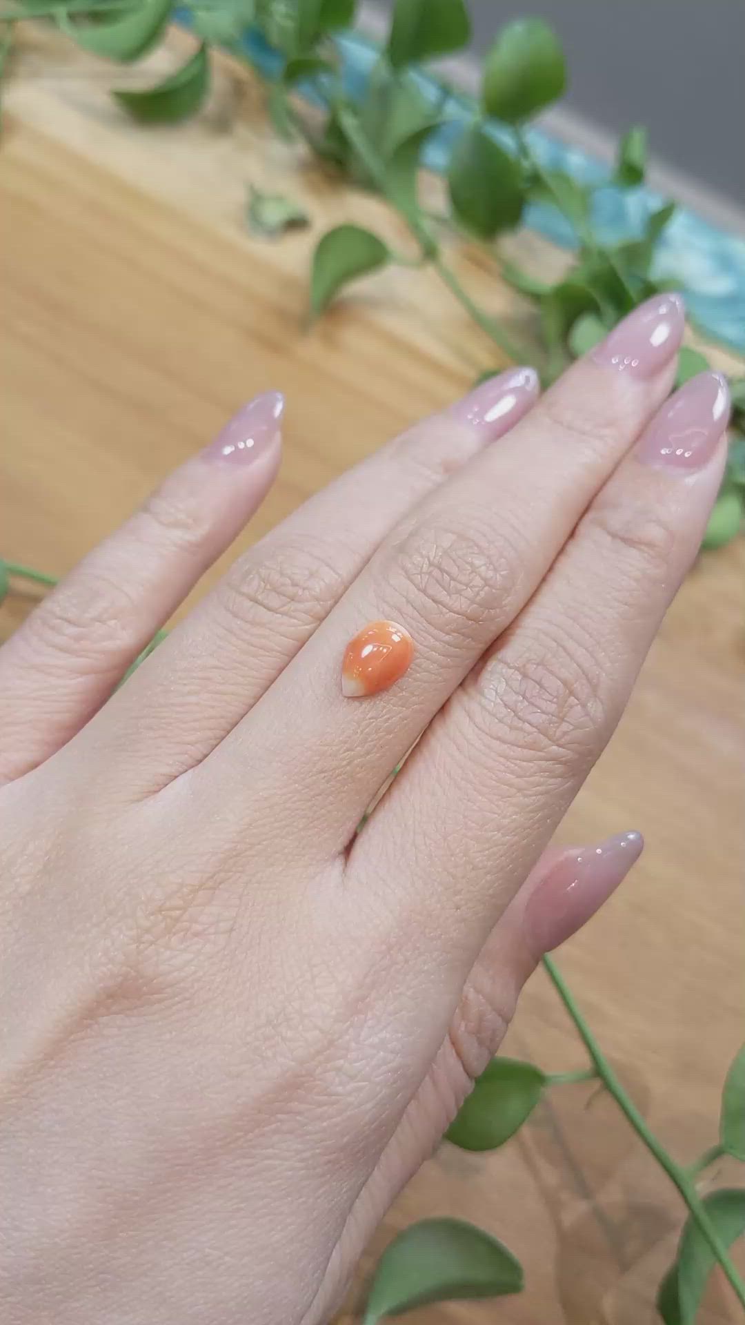 1.41 Ct. Cabochon Coral from Italy Size Video