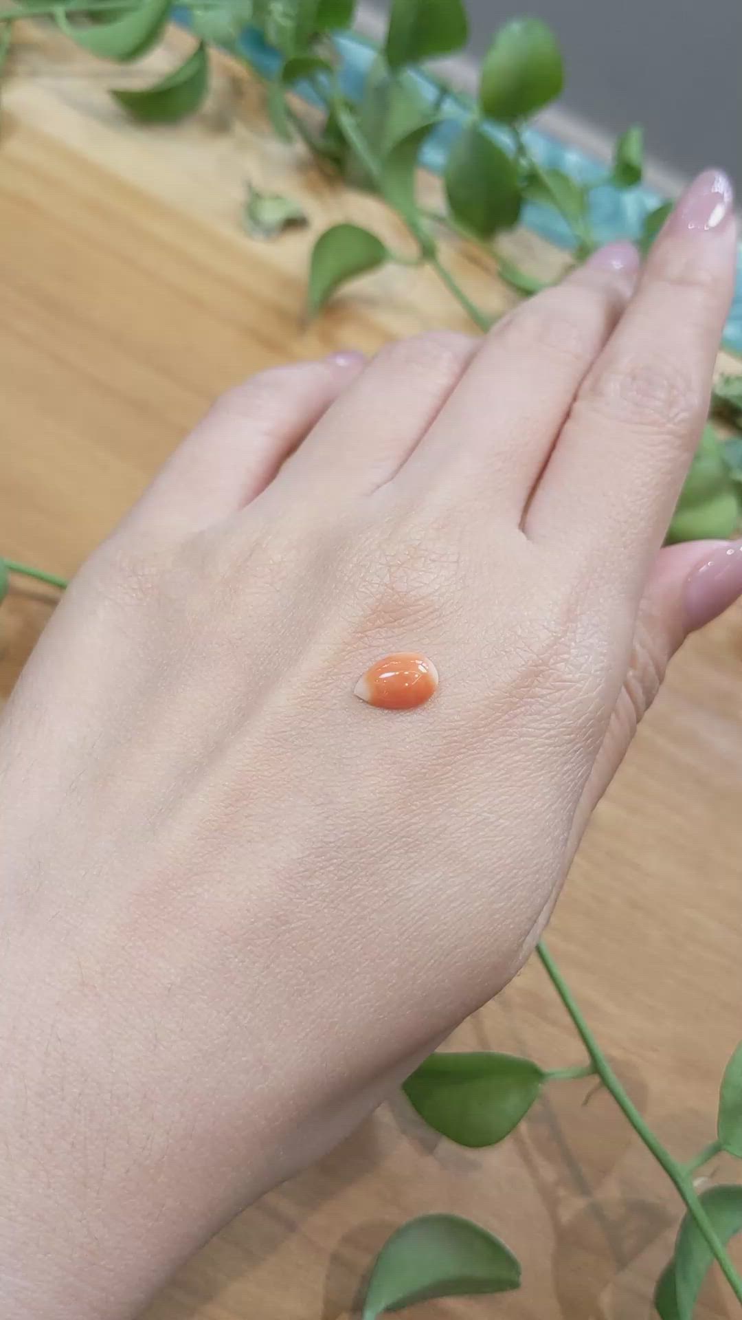 1.41 Ct. Cabochon Coral from Italy Size Video