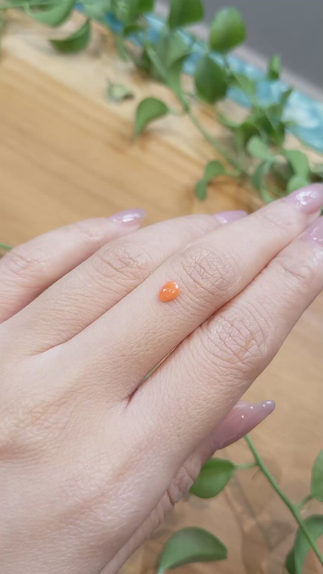 0.25 Ct. Cabochon Coral from Italy Size Video