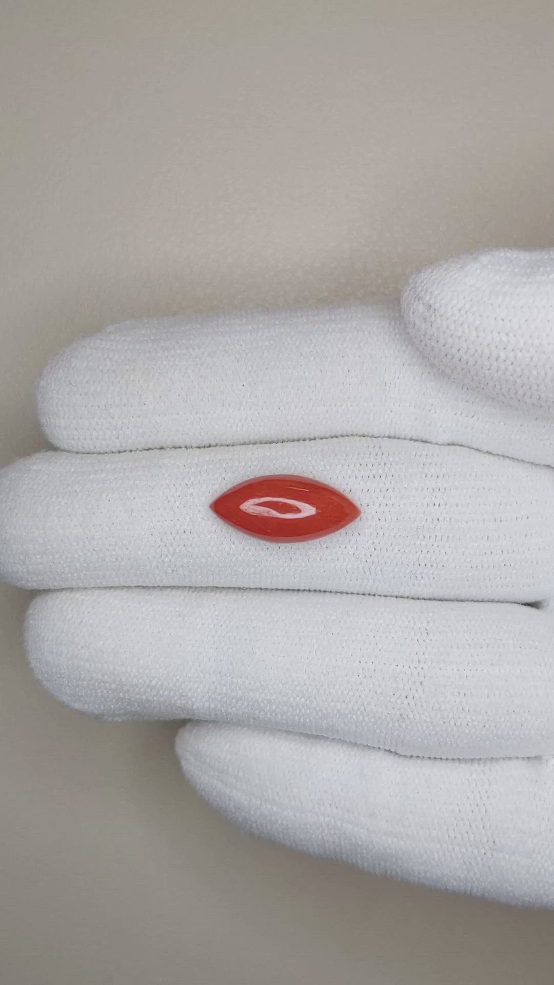 3.08 Ct. Cabochon Coral from Italy Size Video