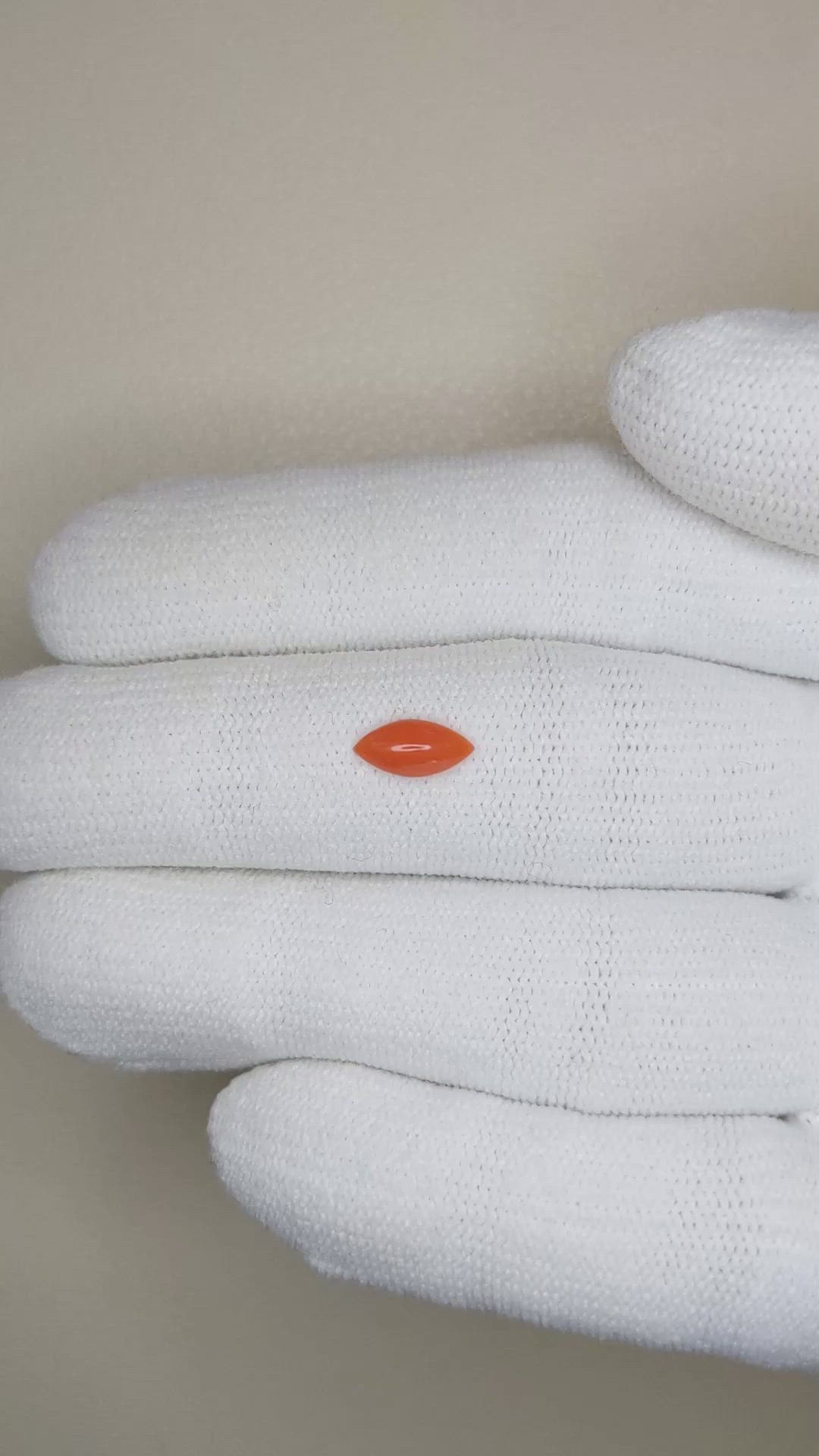 0.36 Ct. Cabochon Coral from Italy Size Video