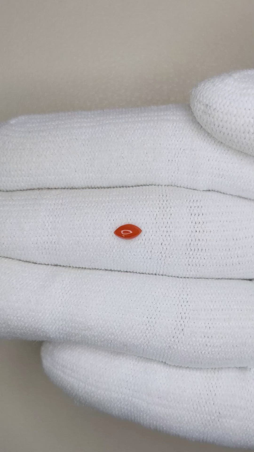 0.13 Ct. Cabochon Coral from Italy Size Video