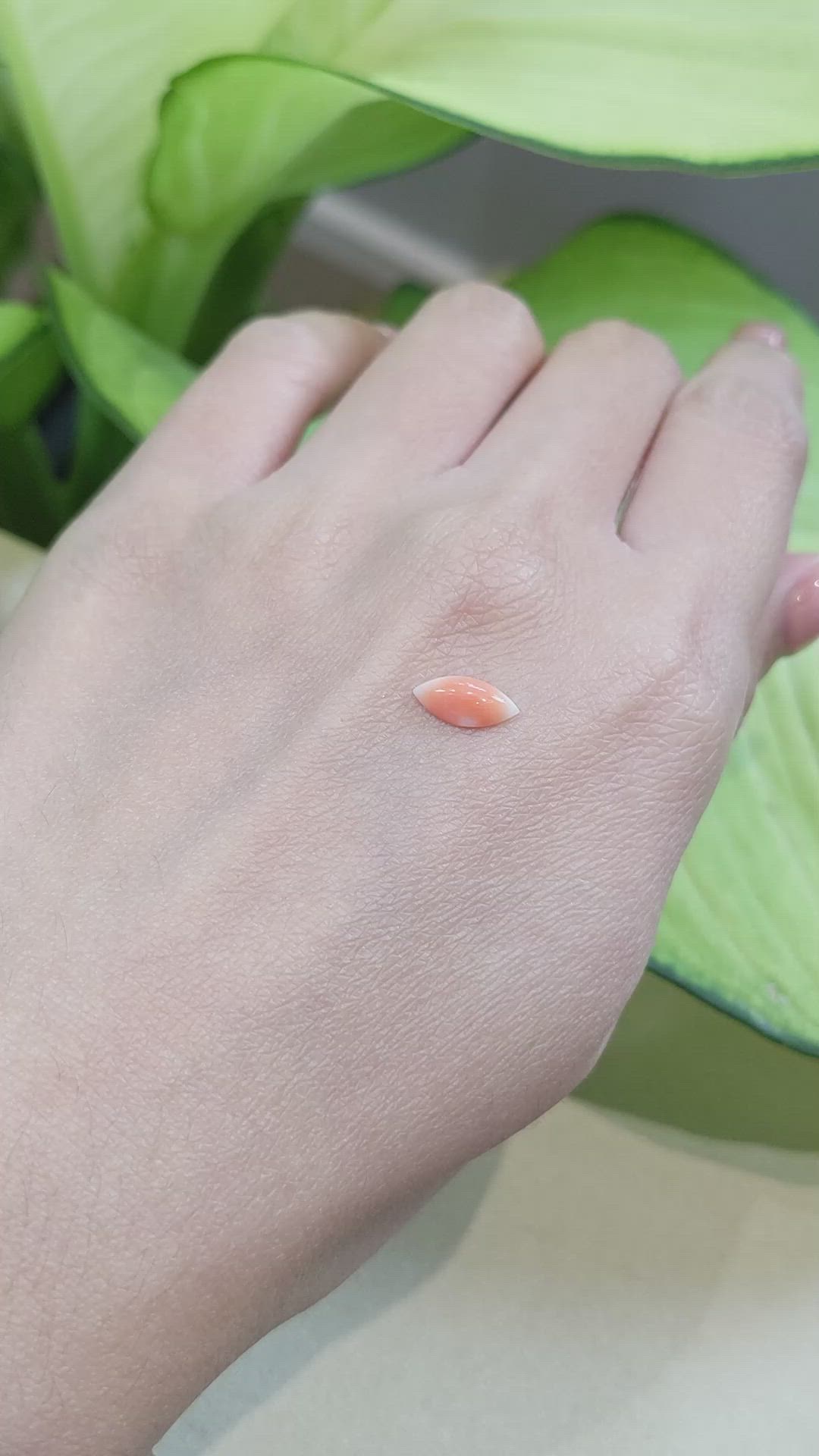 0.73 Ct. Cabochon Coral from Italy Size Video