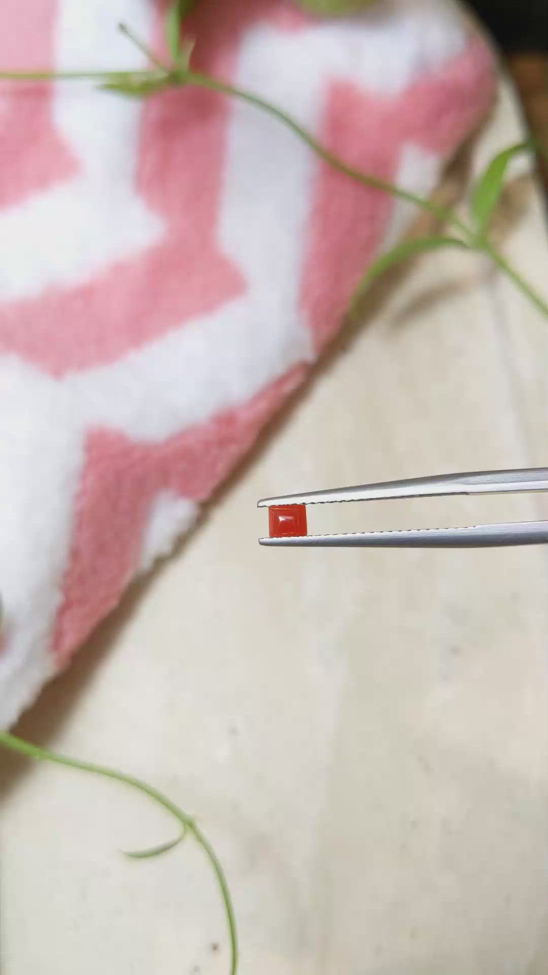 0.15 Ct. Cabochon Coral from Italy Size Video